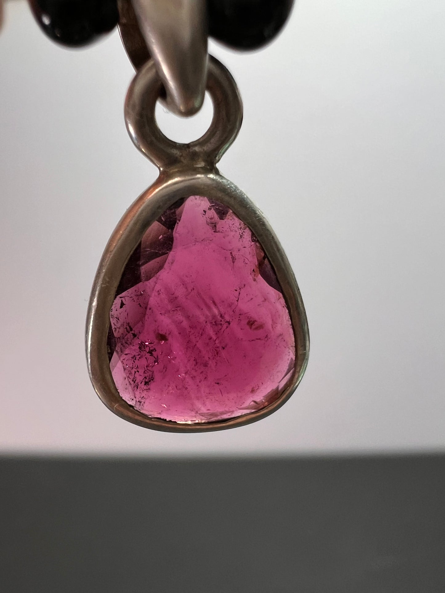 NEW Rubellite pink tourmaline sterling silver pendant 1.65 grams