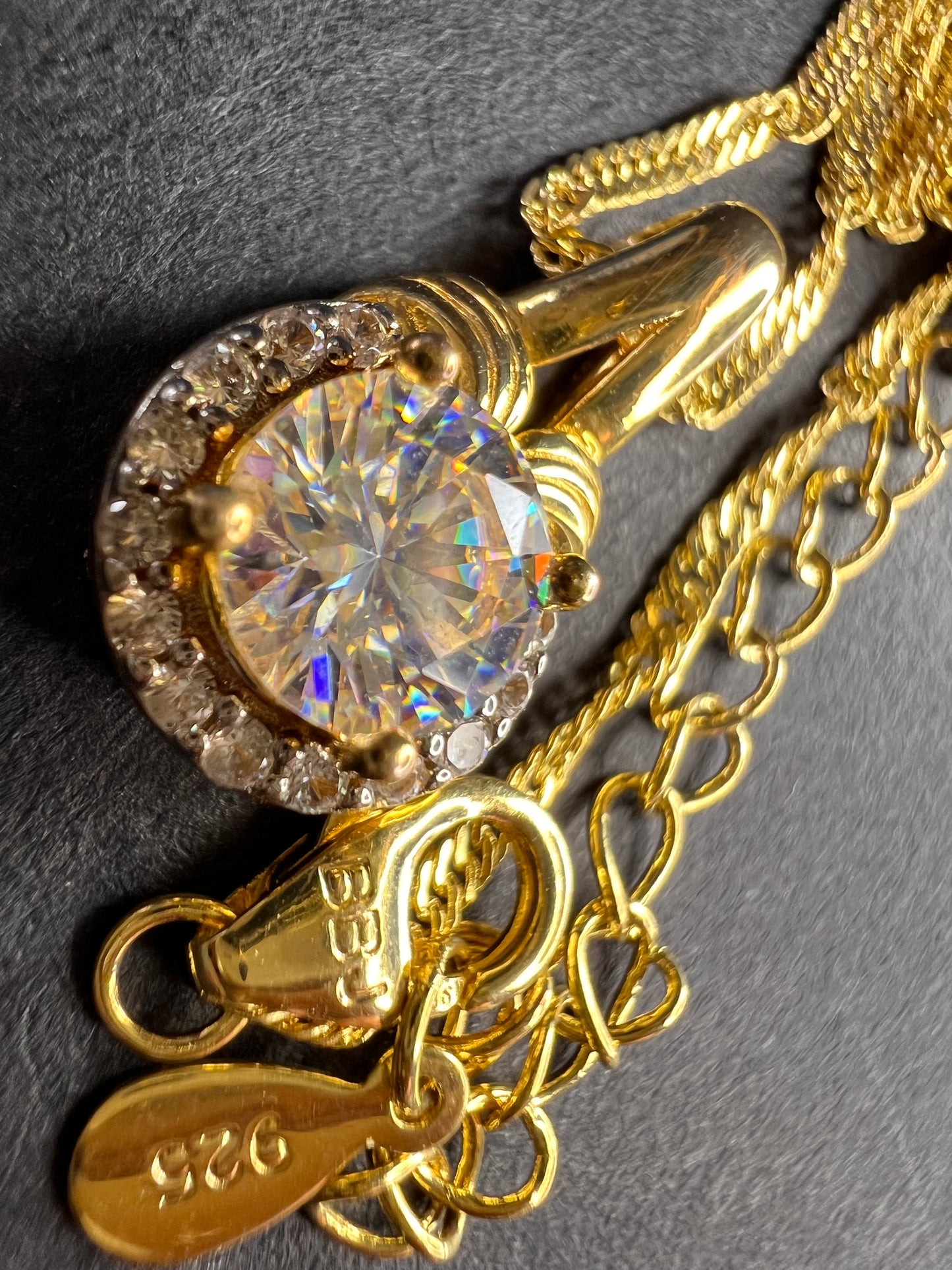 Strontium Titanate And White Zircon 18k Yellow Gold Over Sterling Silver Pendant With Chain 1.23ctw