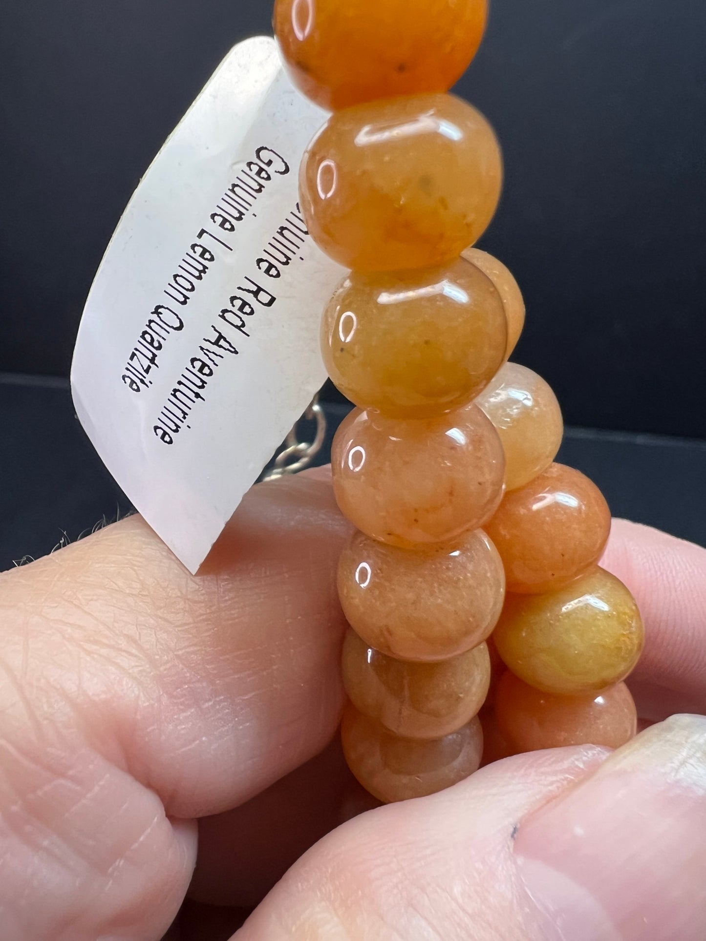 NEW Peach aventurine and lemon serpentine necklace with sterling silver clasp