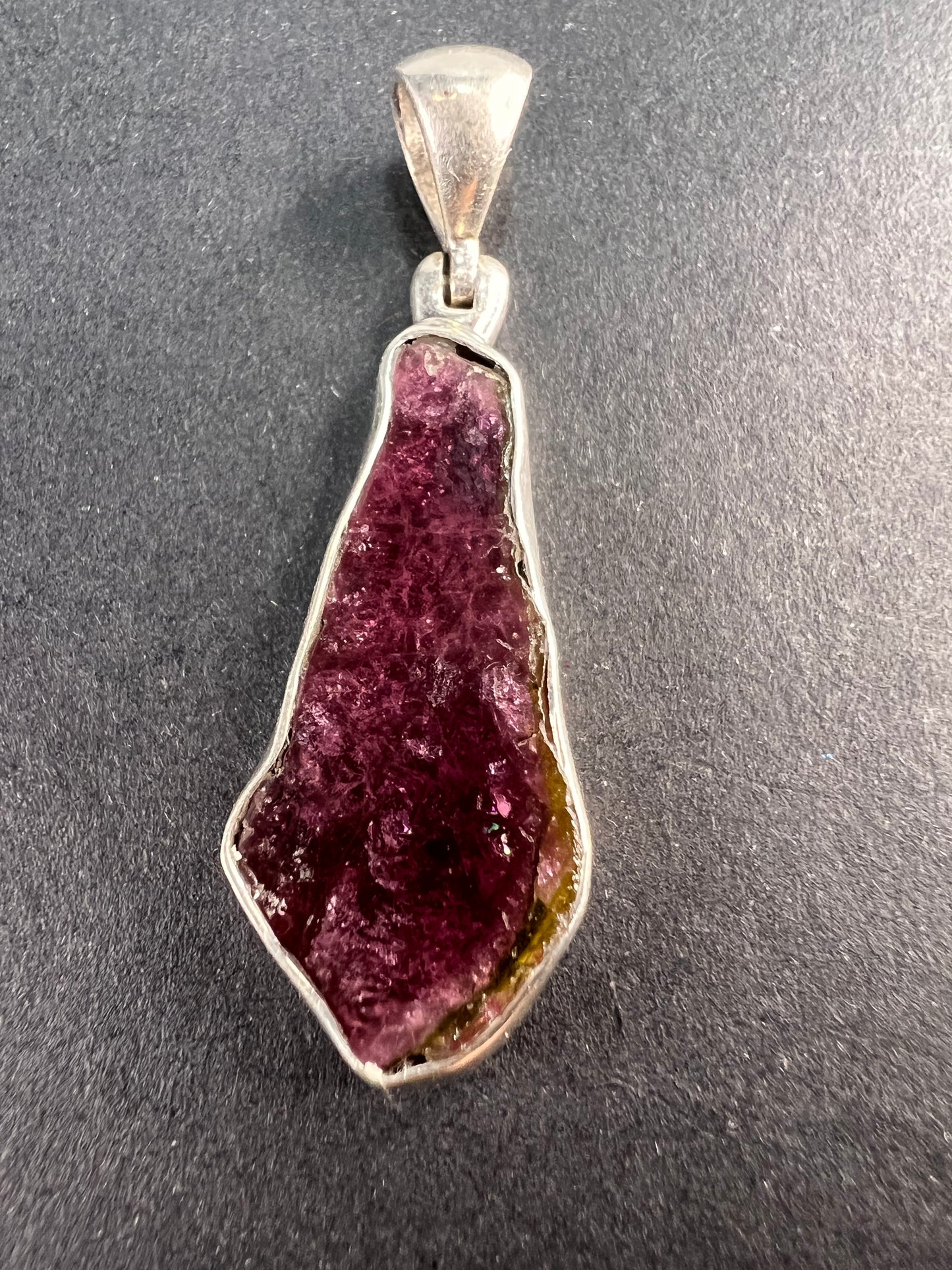 NEW Pink Watermelon tourmaline sterling silver pendant 2.65 grams