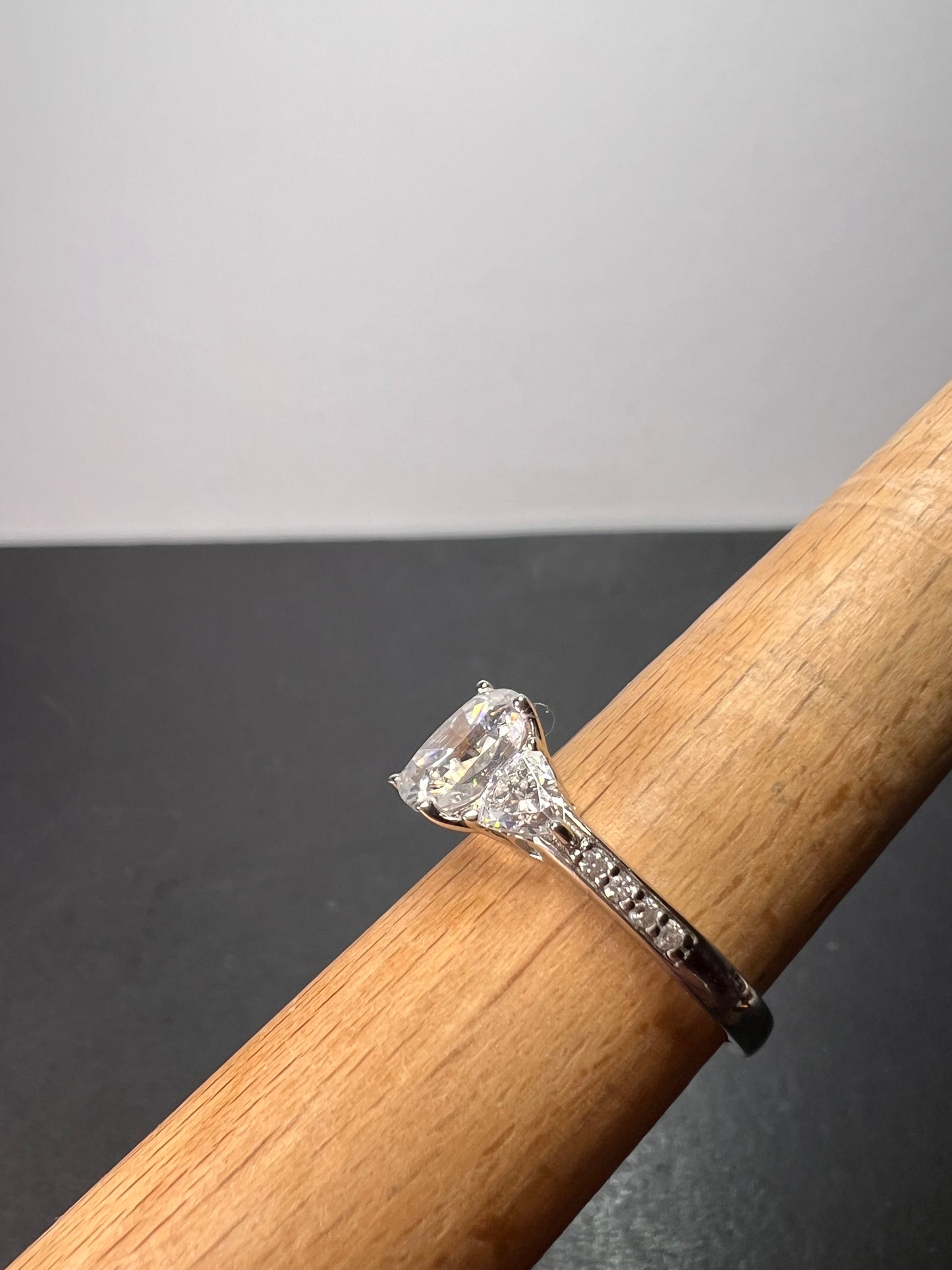 White cushion cut cubic zirconia platinum over sterling silver ring size 9