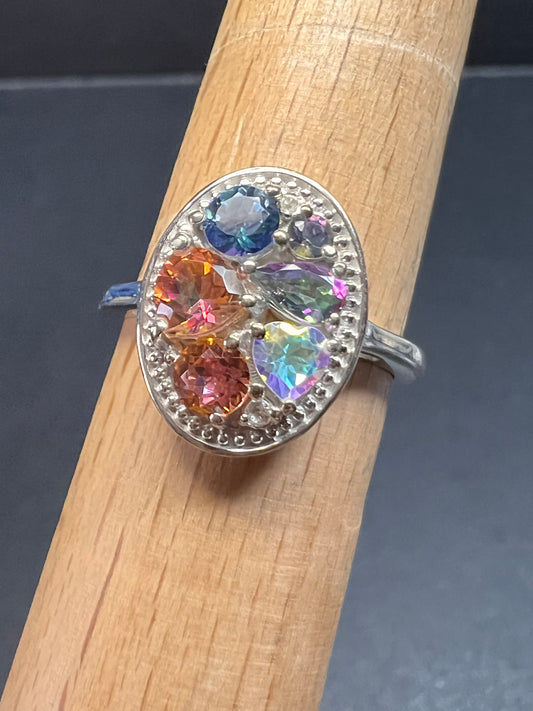 NEW cosmic mystic topaz ring in sterling silver size 8