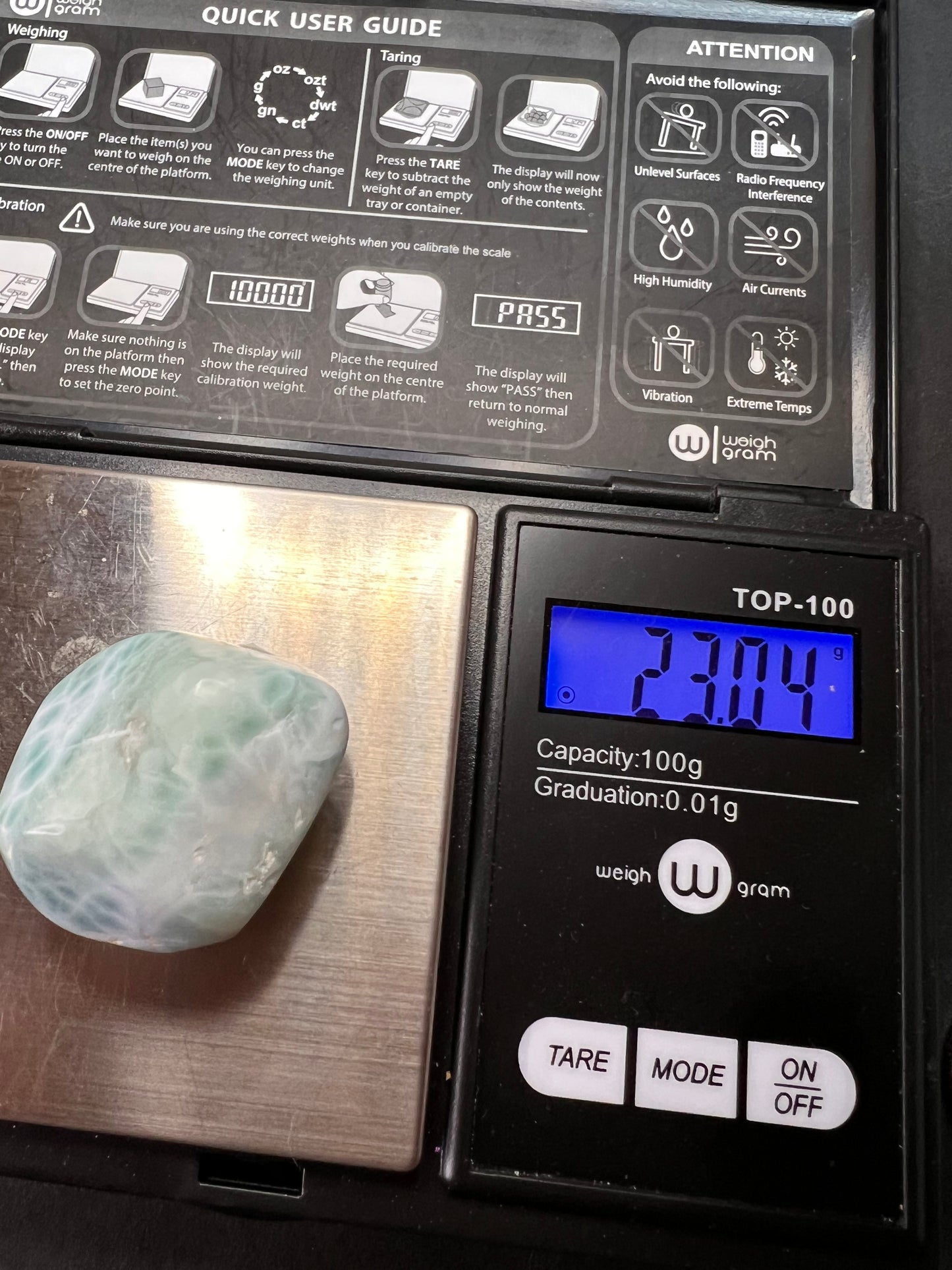Larimar tumble 23.04 grams
