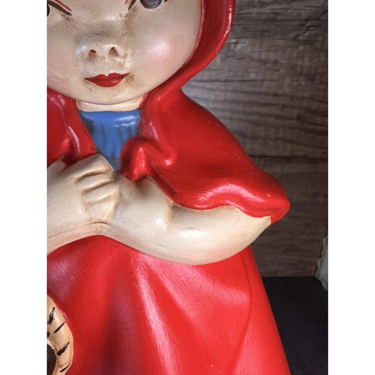 1970 Vtg Little Red Riding Hood Cookie Jar Hand Painted Ceramic Grannycore