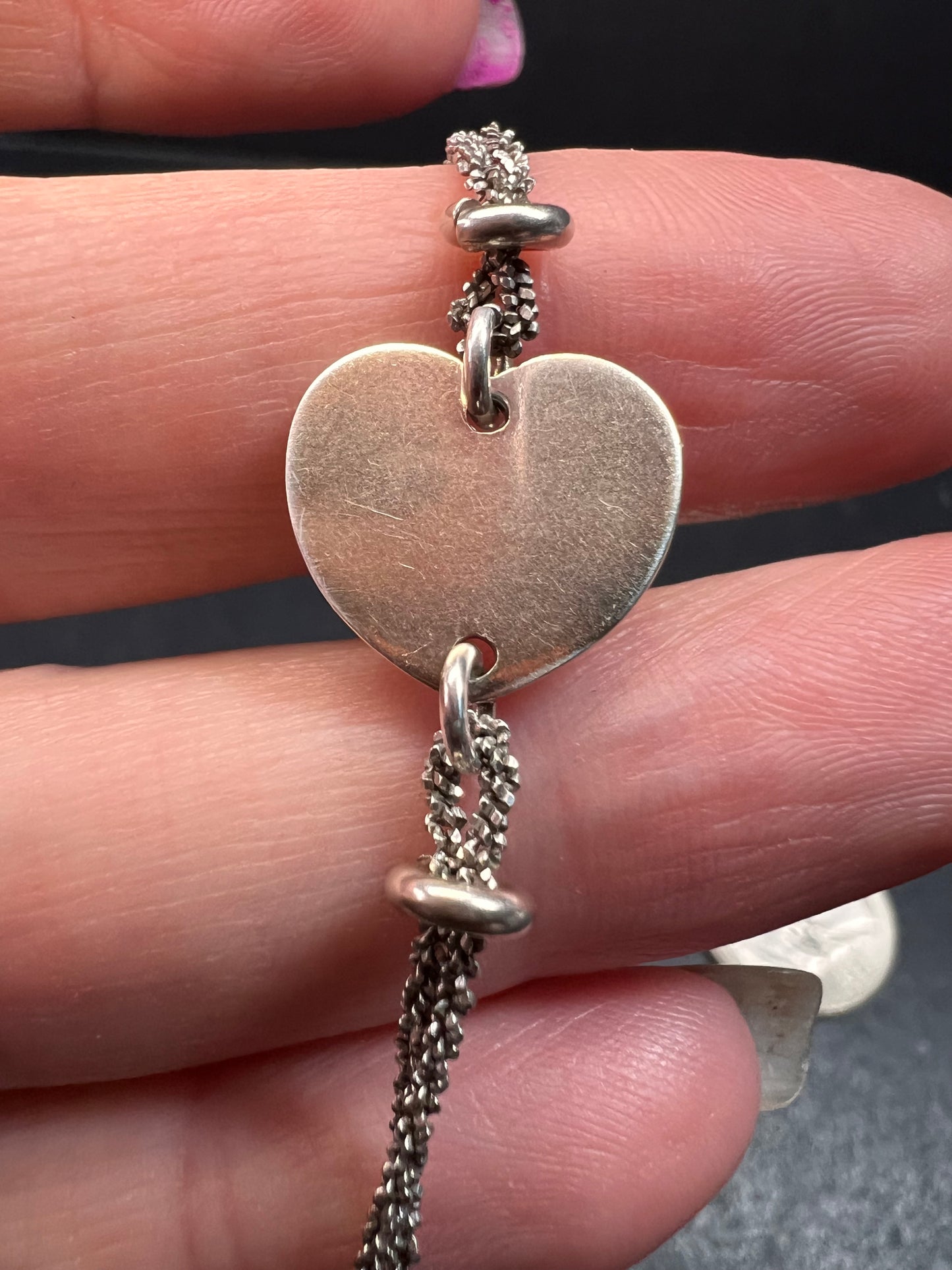 Vintage Dyadema sterling silver two toned heart charm multi chain bracelet