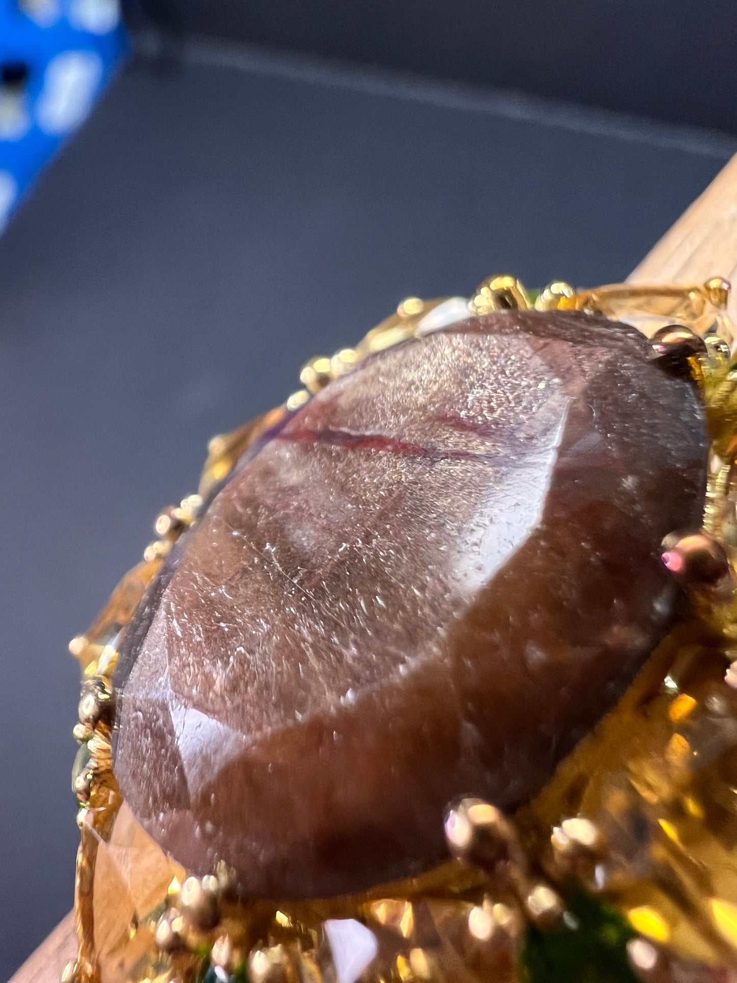 NEW chocolate sapphire multi gem cocktail ring in vermeil size 7