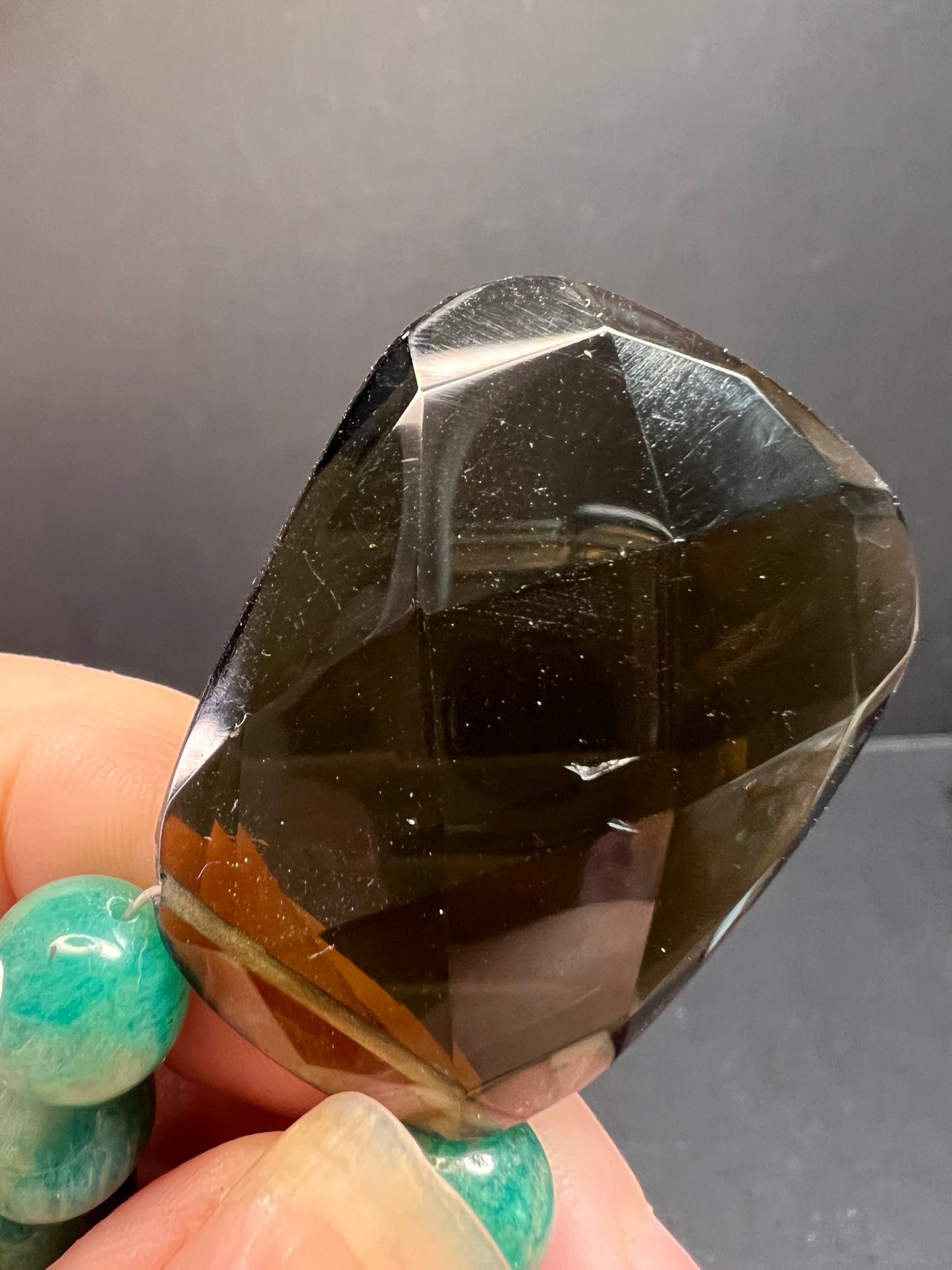 Russian amazonite and smoky quartz necklace with sterling silver clasp