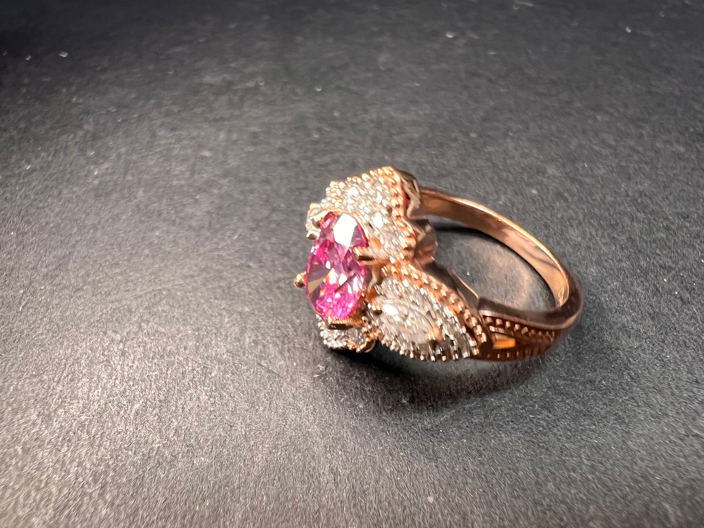 NEW Pink Moissanite lotus ring in rose gold vermeil 925 size 6