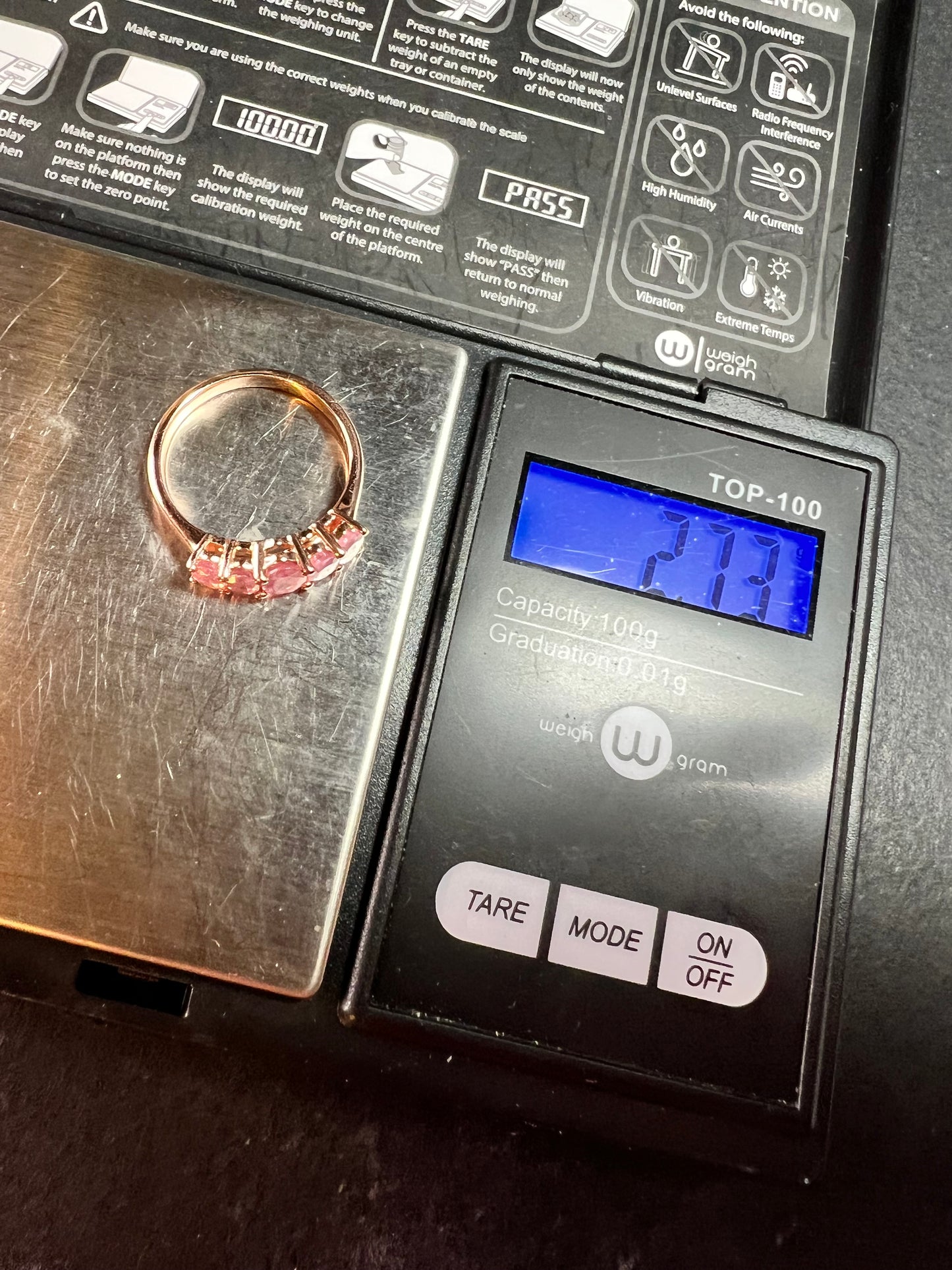 Pink Sapphire 925 Gold Vermeil Ring Size 7