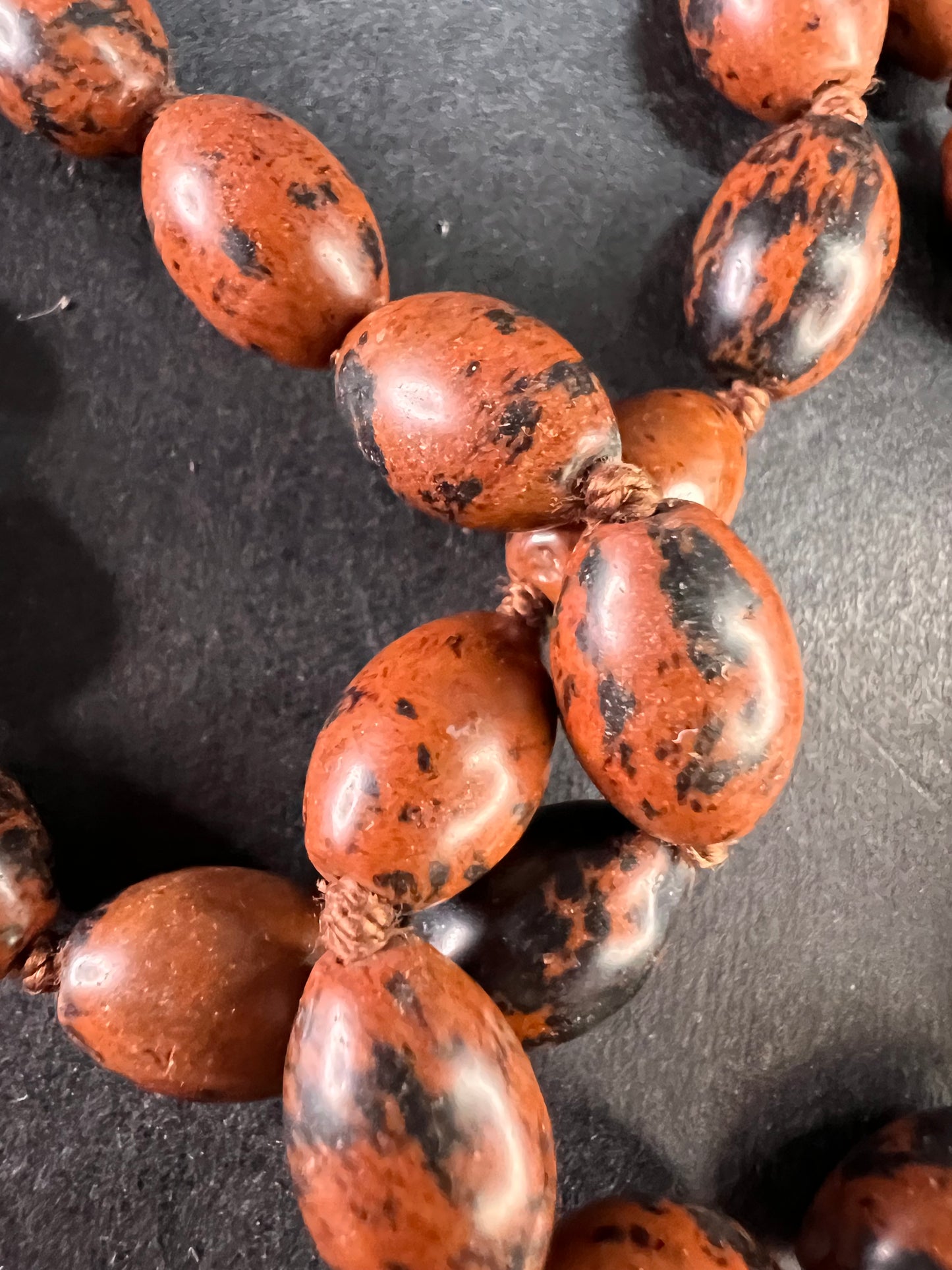 NEW Mahogany obsidian knotted 36 inch necklace with sterling silver clasp