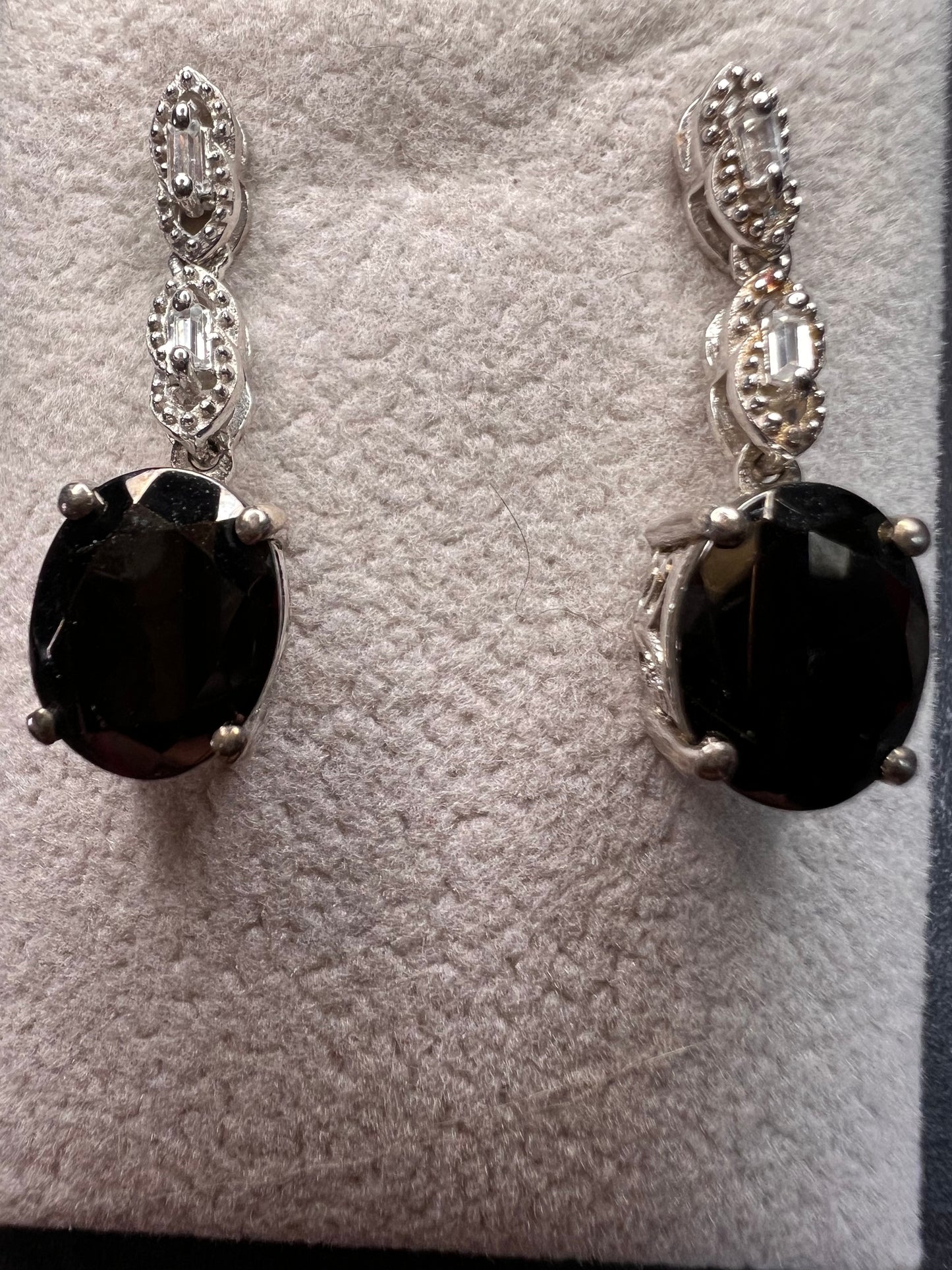 Elite Shungite gemstone sterling silver earrings