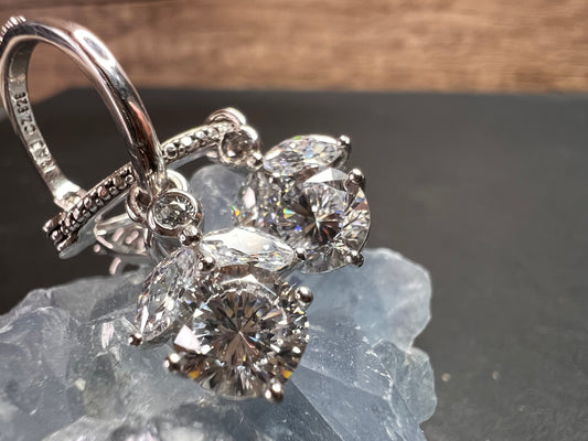 Cz hoop dangle earrings in sterling silver