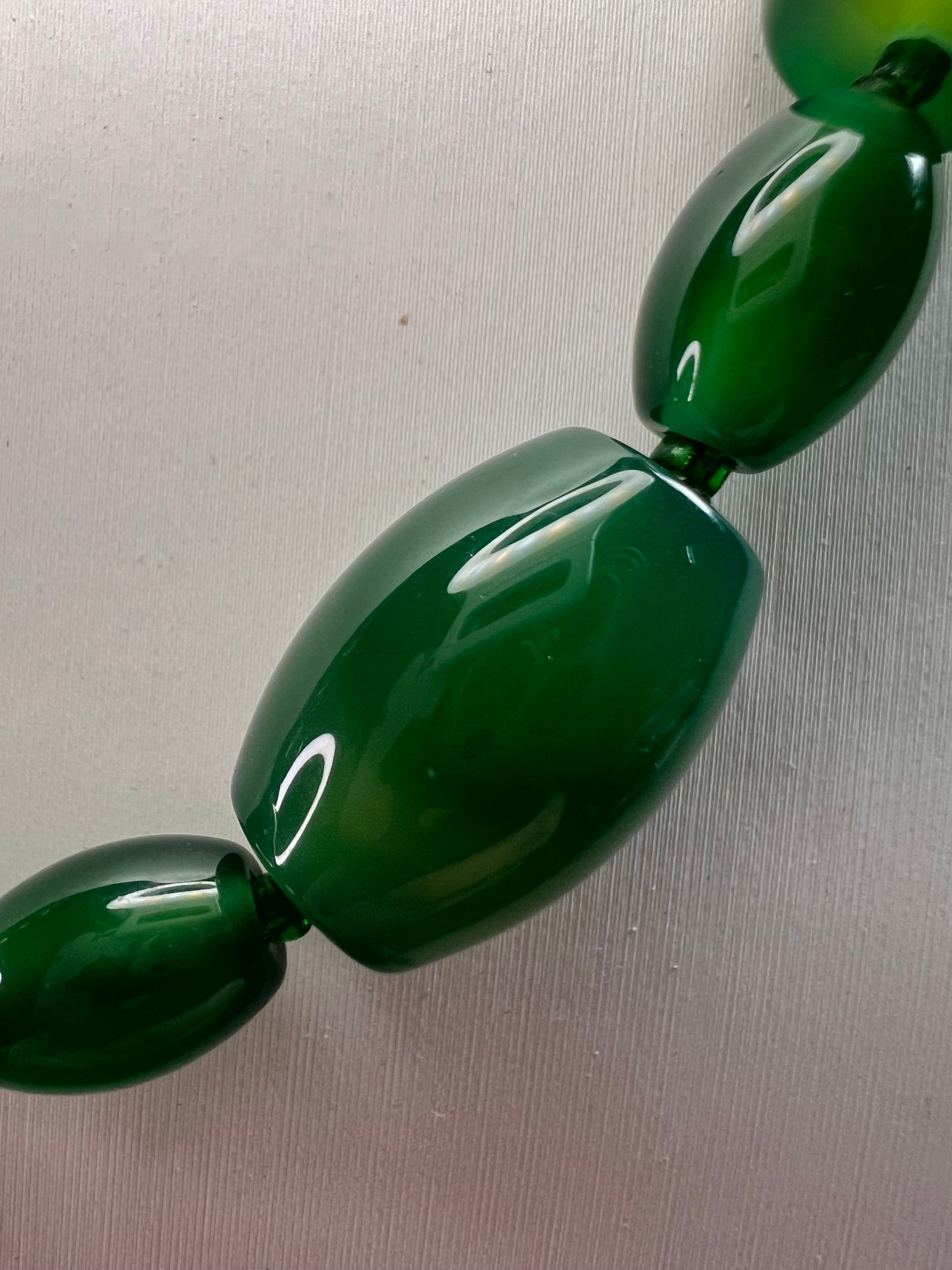 Green onyx beaded necklace with sterling silver toggle clasp