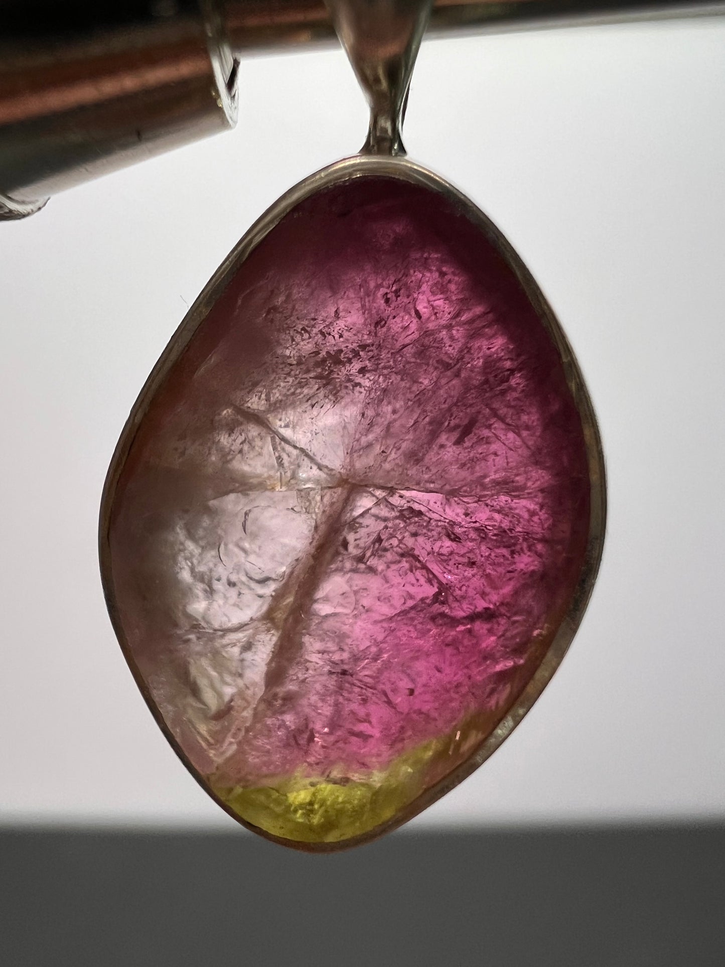 NEW Watermelon pink tourmaline sterling silver pendant 2.51 grams