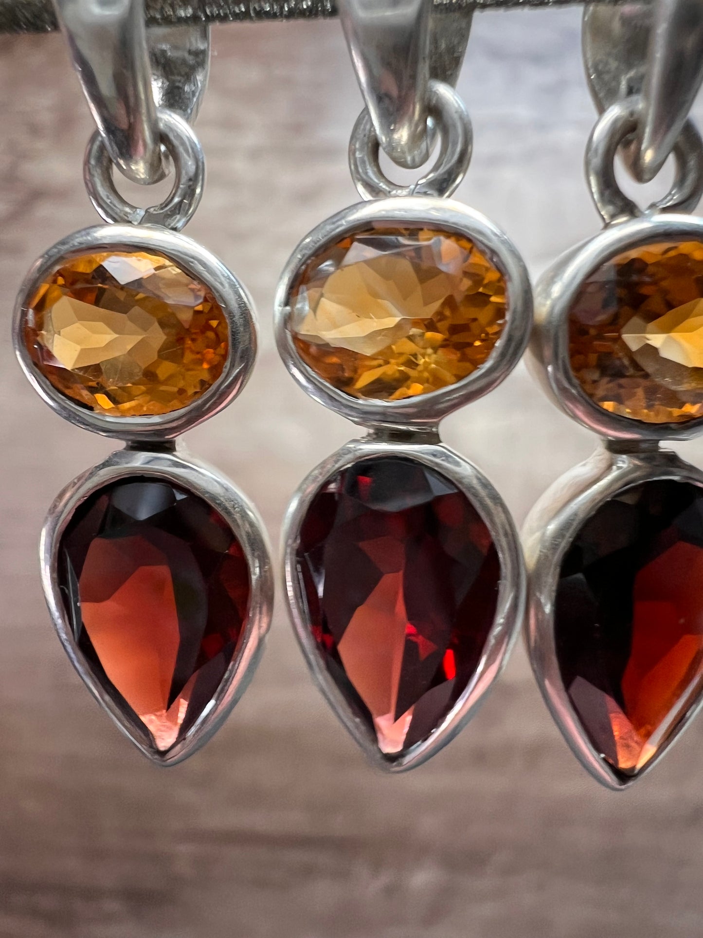 NEW citrine and garnet sterling silver pendant
