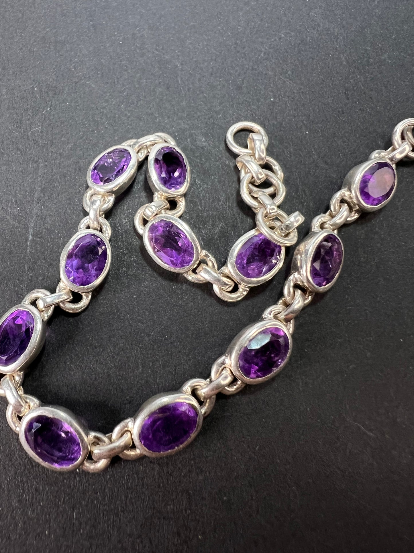 NEW sterling silver amethyst link bracelet
