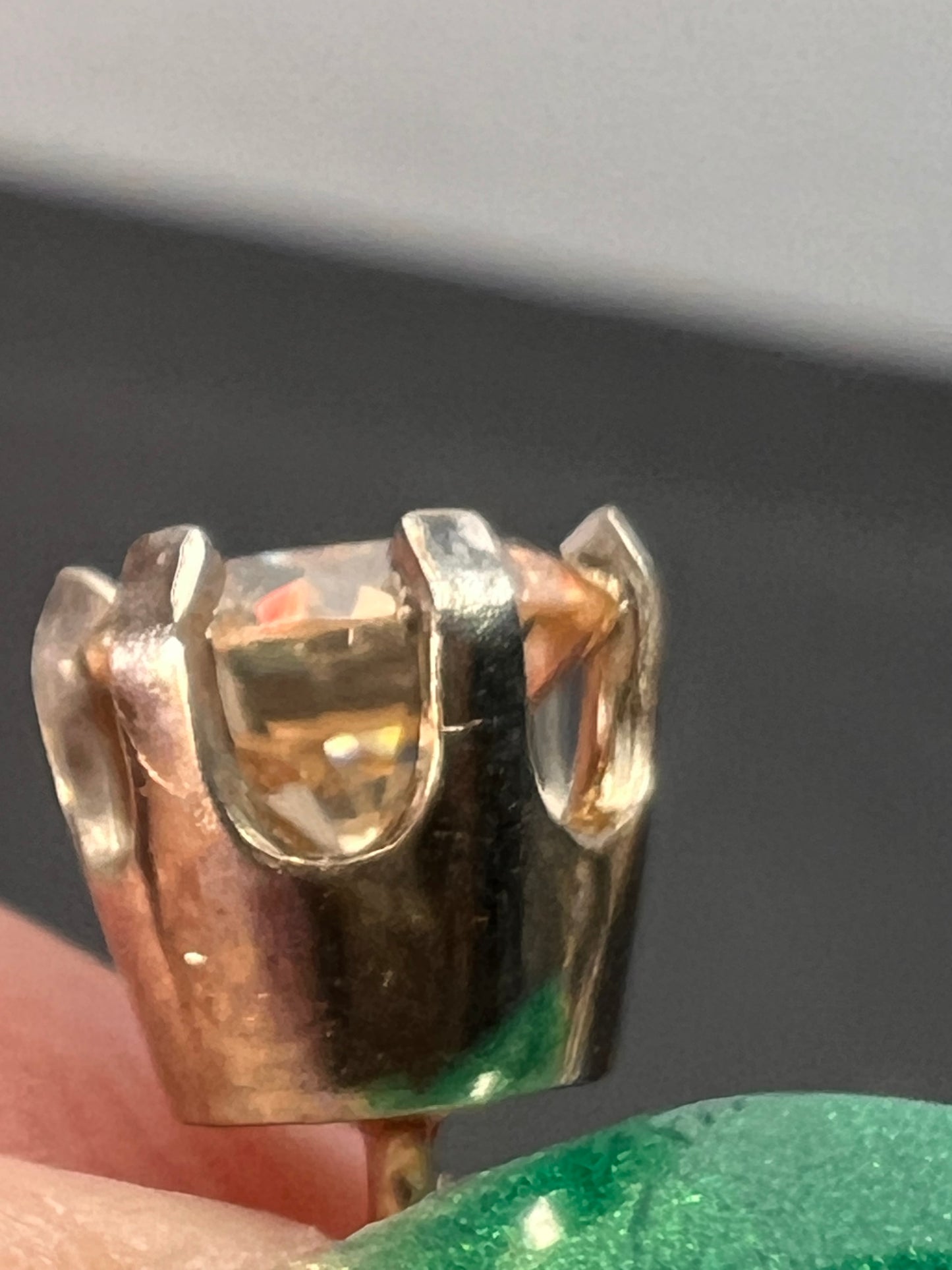 14k white gold champagne 2ctw CZ stud earrings 6.7mm