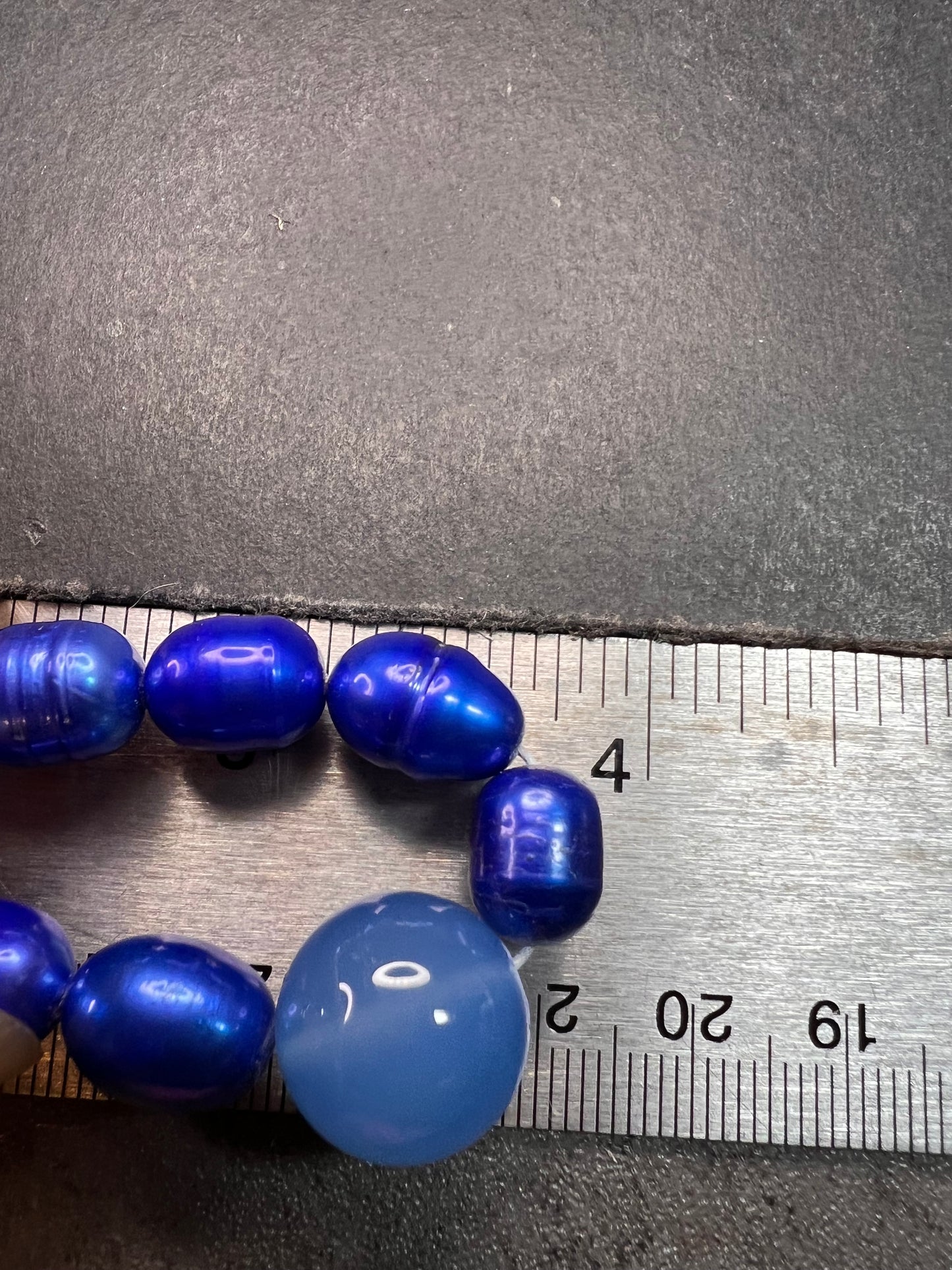 NEW blue freshwater pearls and agate 32 inch necklace with sterling silver clasp