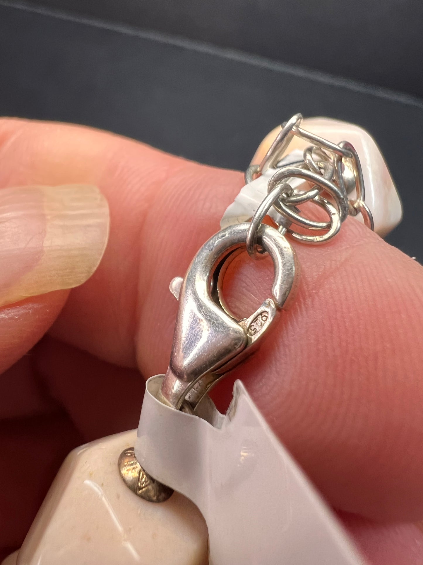 NEW pink opal and rose quartz Sterling silver necklace