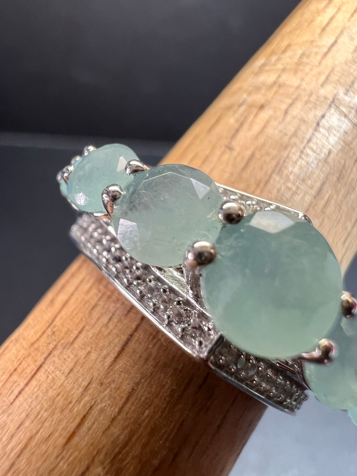 NEW Grandidierite and zircon sterling silver ring size 8