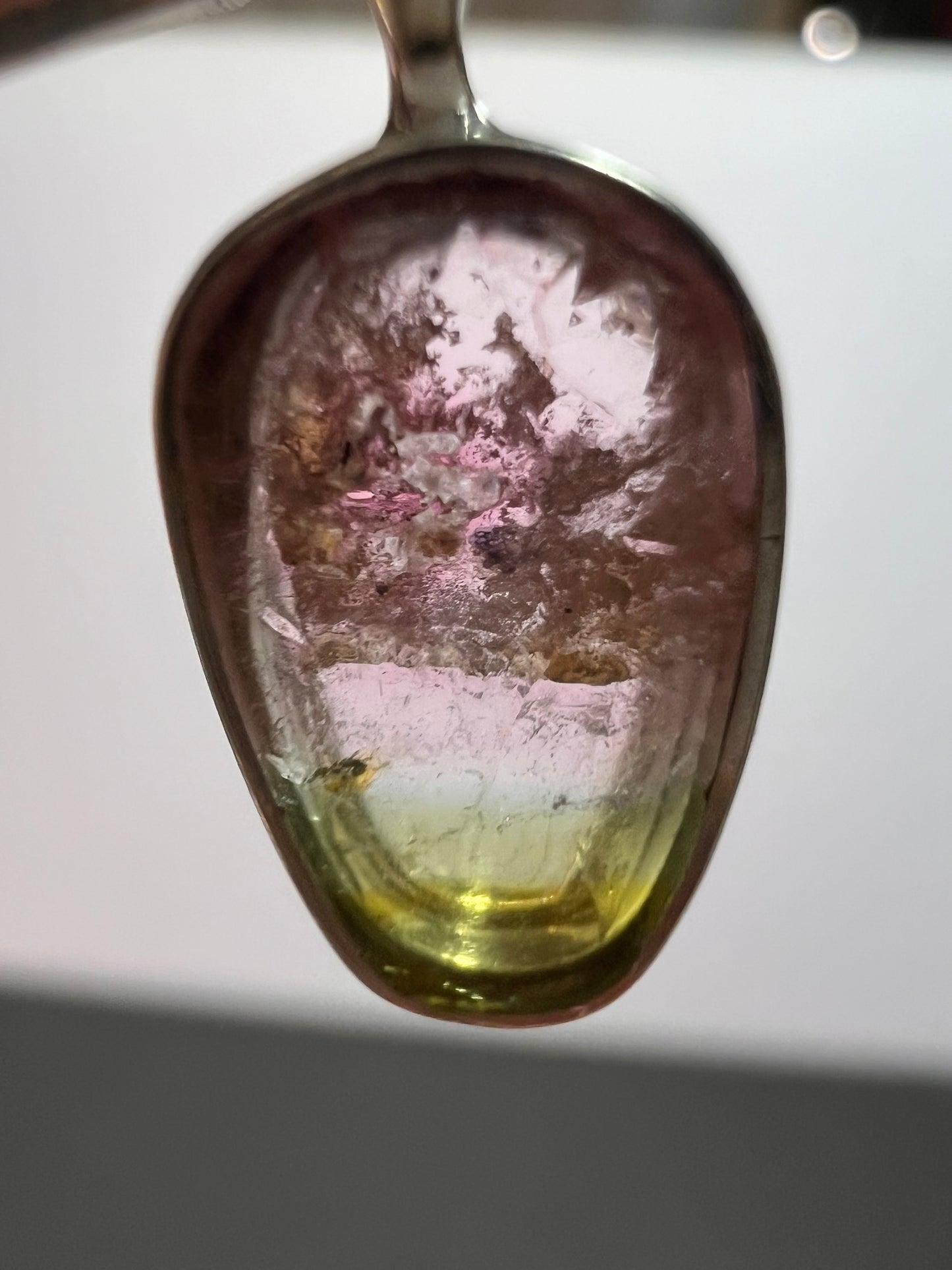 NEW Watermelon tourmaline sterling silver pendant 1.12 grams