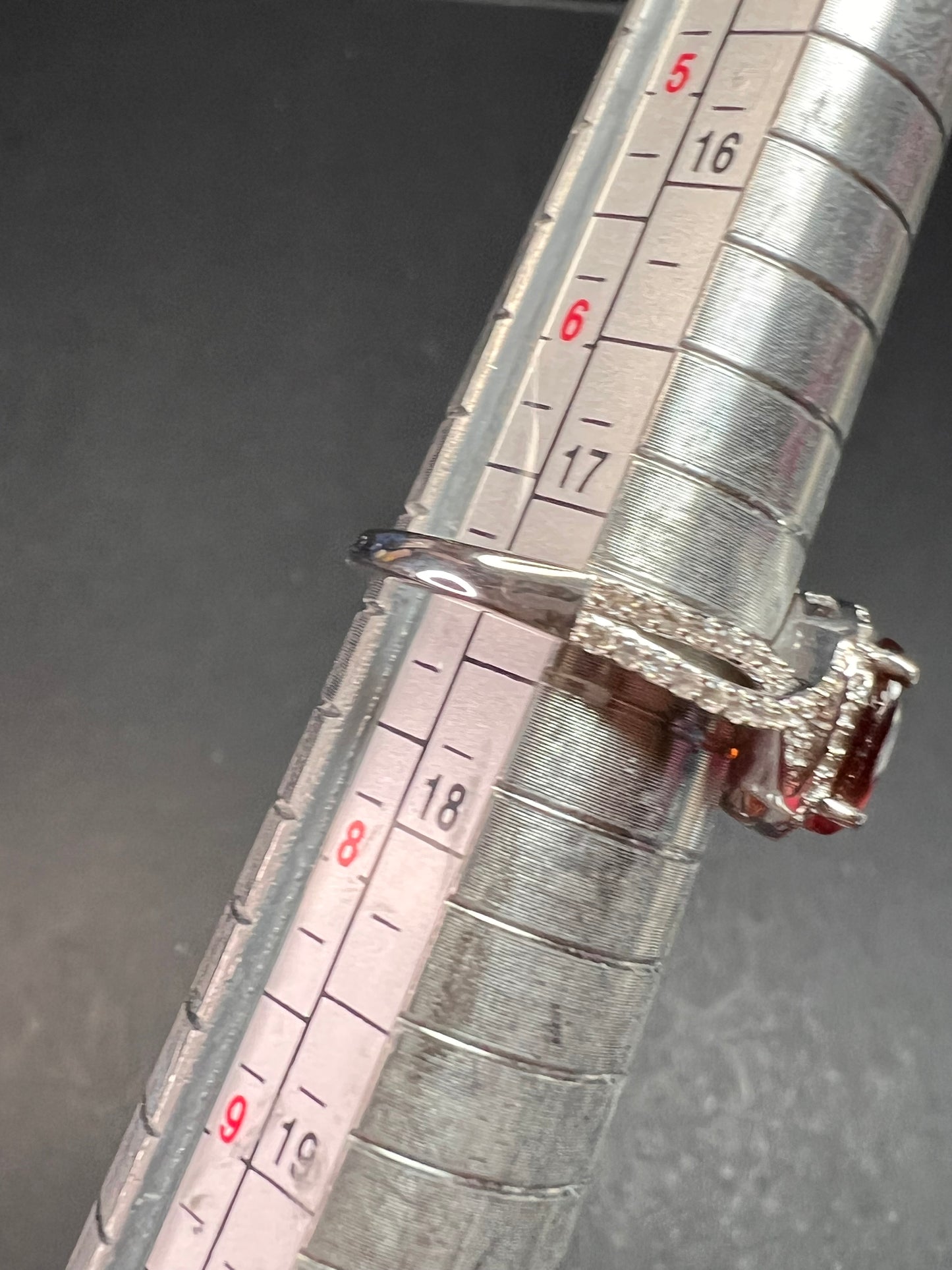 NEW Ceylon Hessonite garnet and zircon ring in rhodium over sterling silver size 7