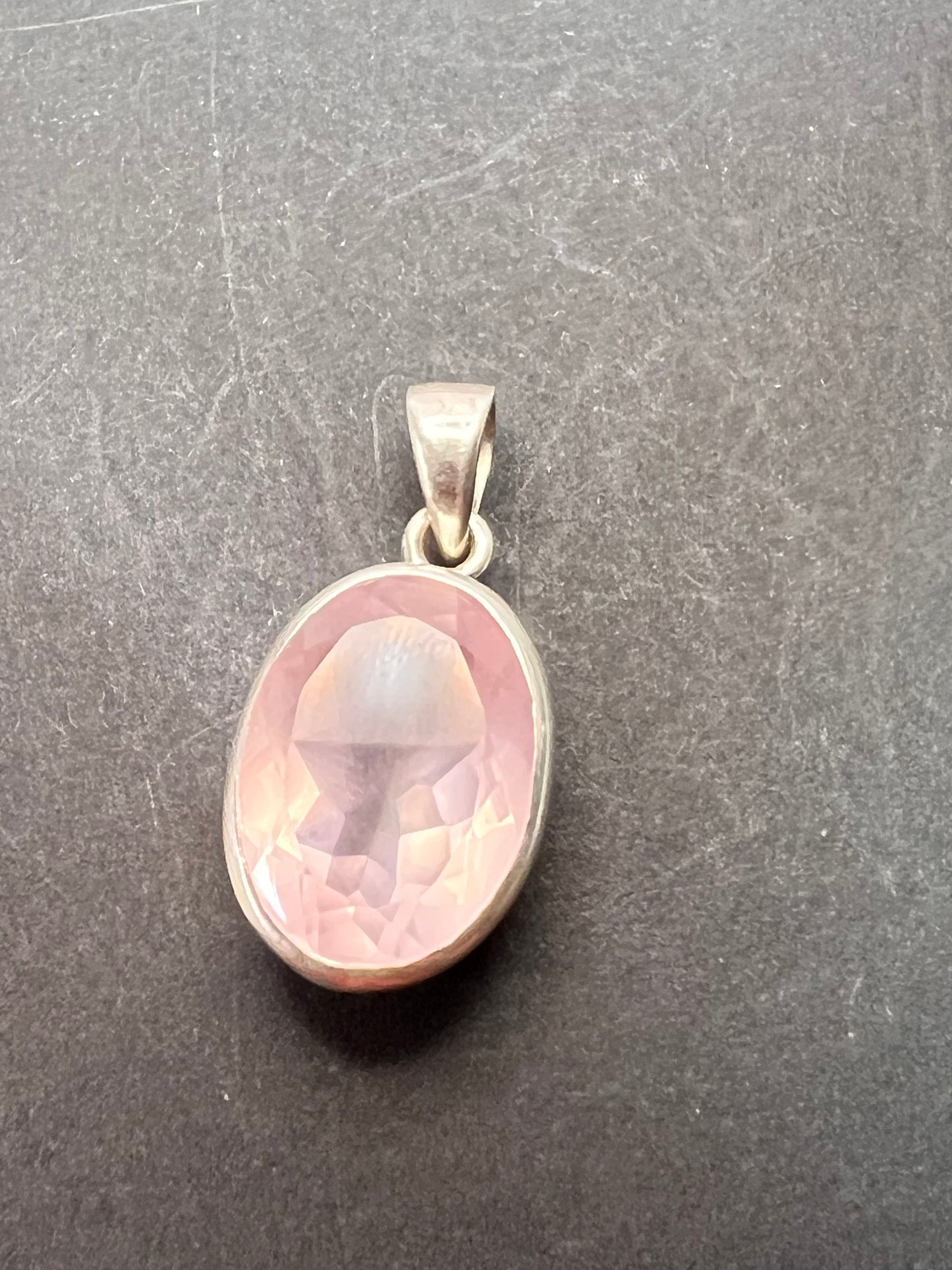 NEW Rose Quartz oval gemstone sterling silver pendant 5.62 grams