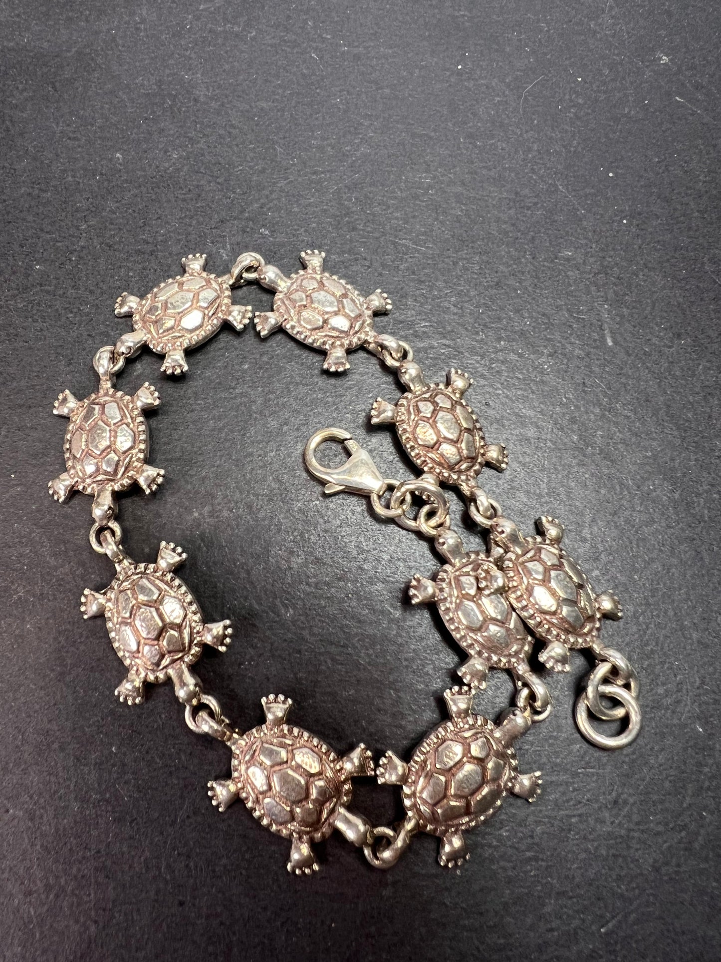 Vintage sterling silver turtles bracelet
