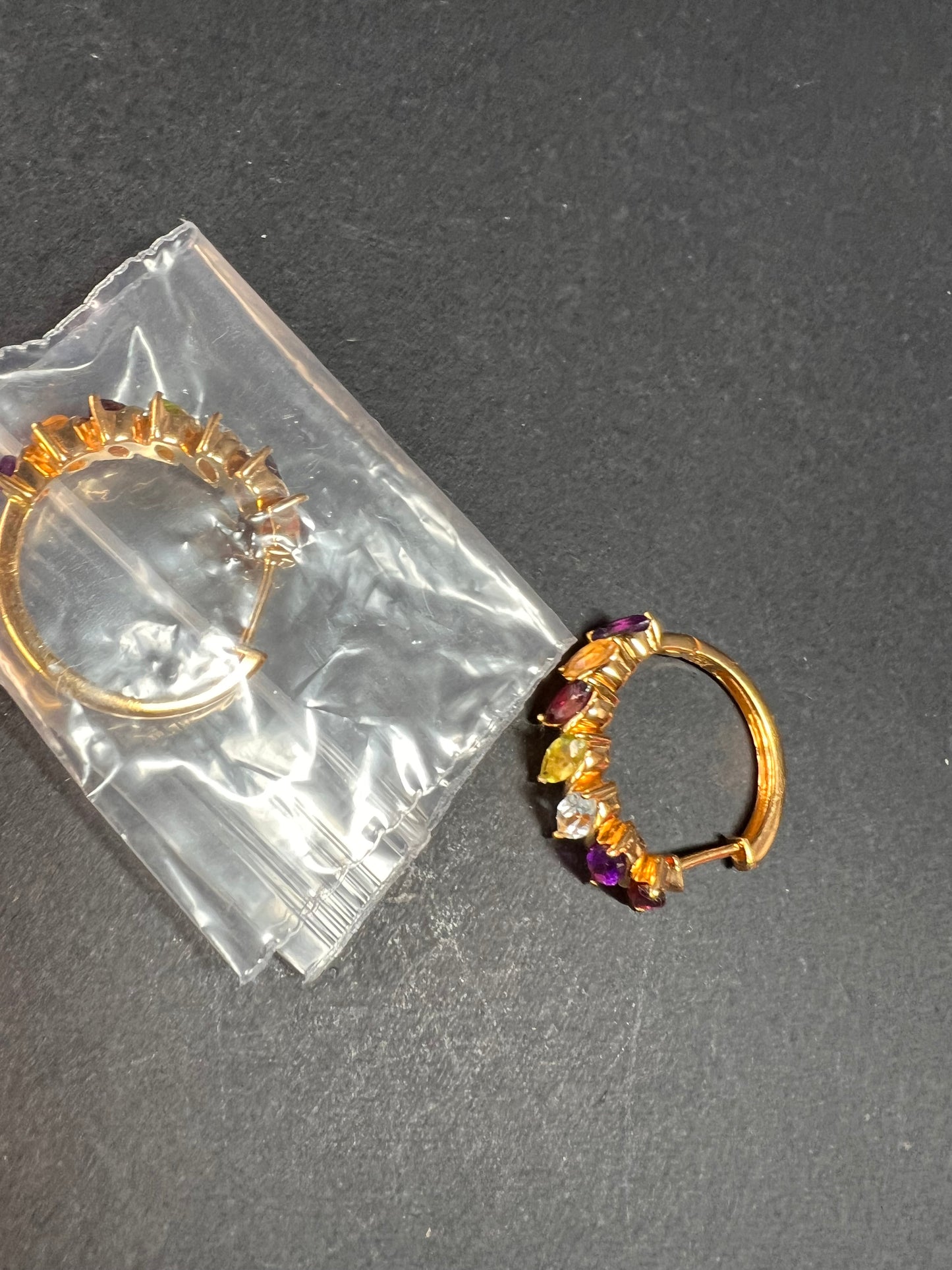 NEW multi gemstone hoop earrings in vermeil gold over sterling silver