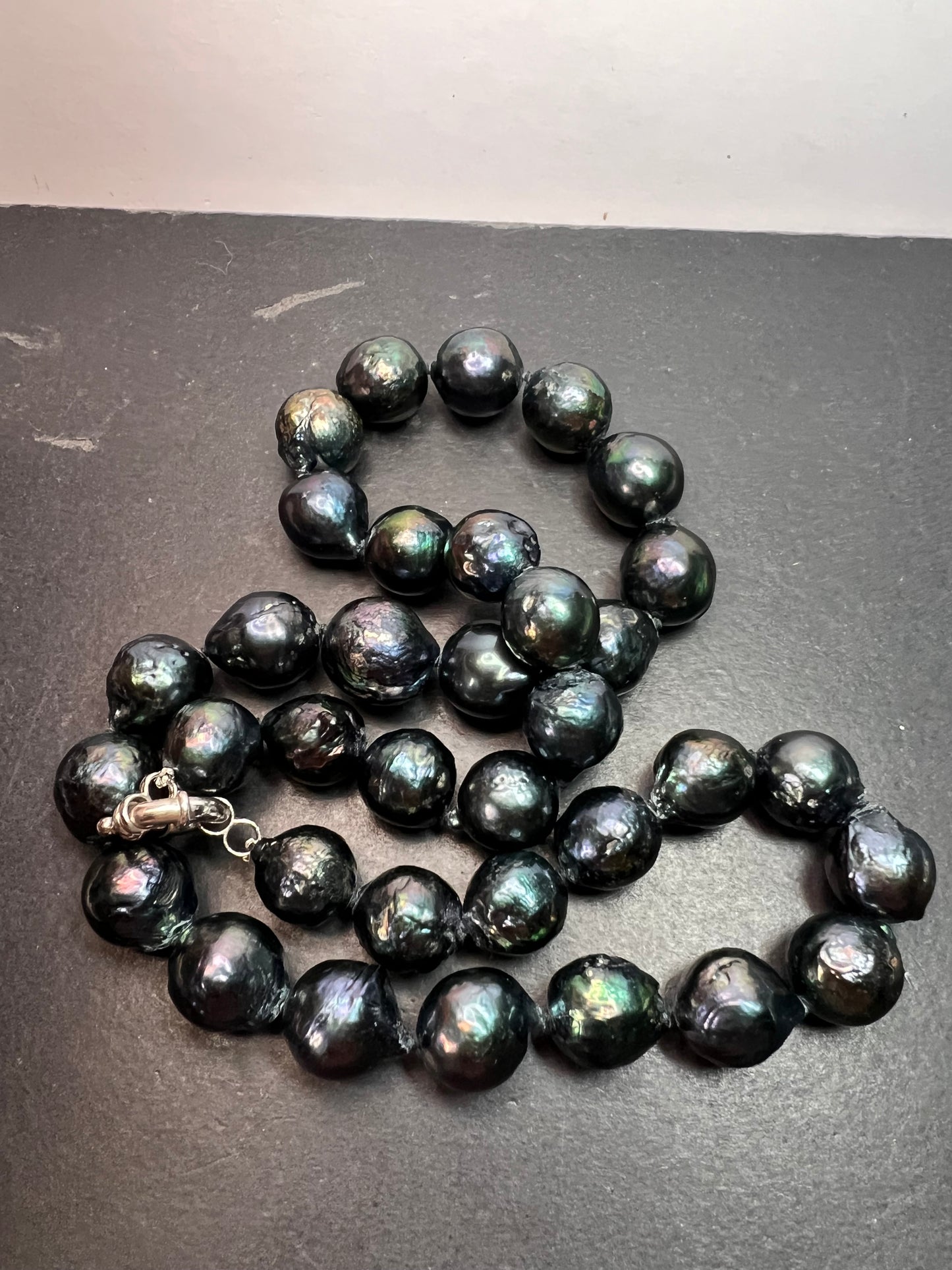 13mm Tahitian peacock baroque pearl 22 inch necklace with sterling silver clasp