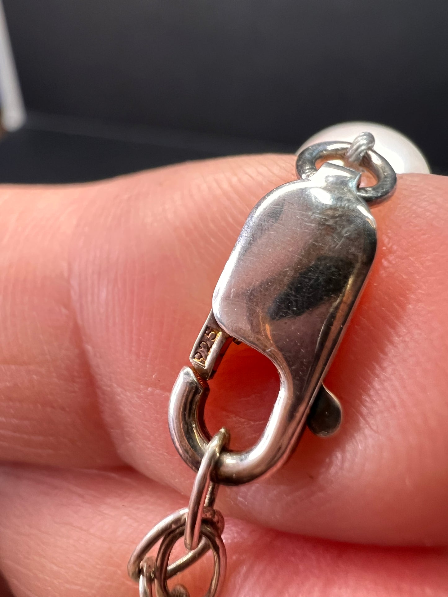 NEW freshwater pearl and agate necklace with sterling silver clasp