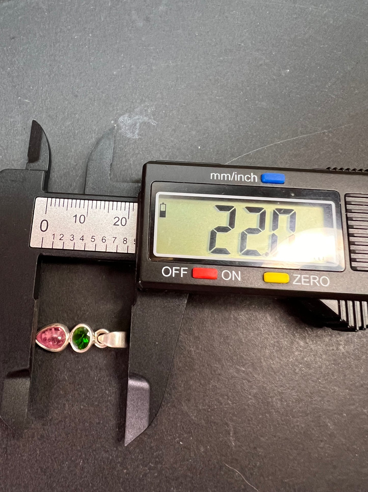 NEW Pink tourmaline and chrome diopside sterling silver pendant 1.47 grams