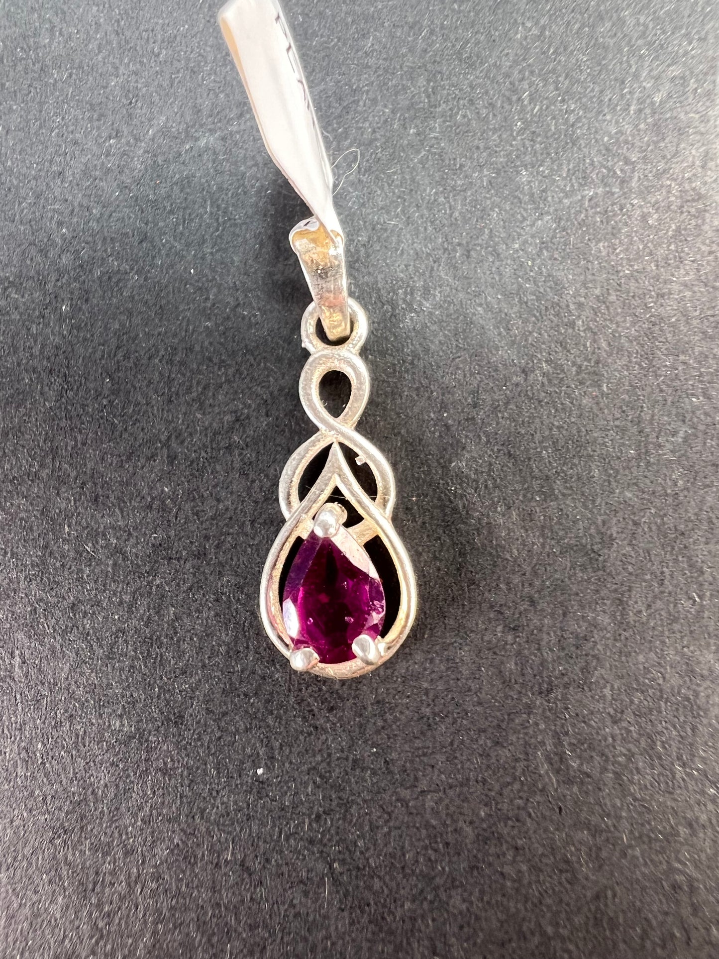 NEW raspberry rhodolite garnet sterling silver twist pendant