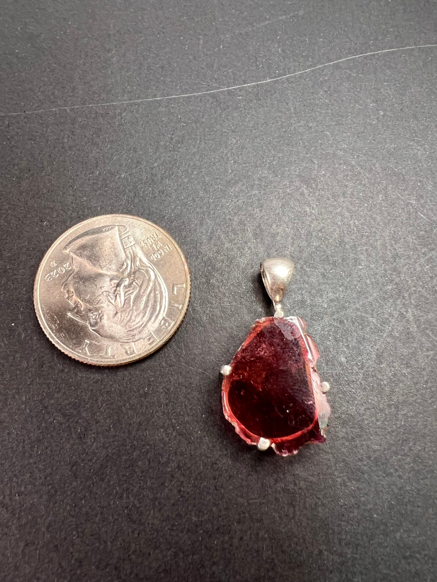 NEW Pink tourmaline sterling silver pendant 2.16 grams