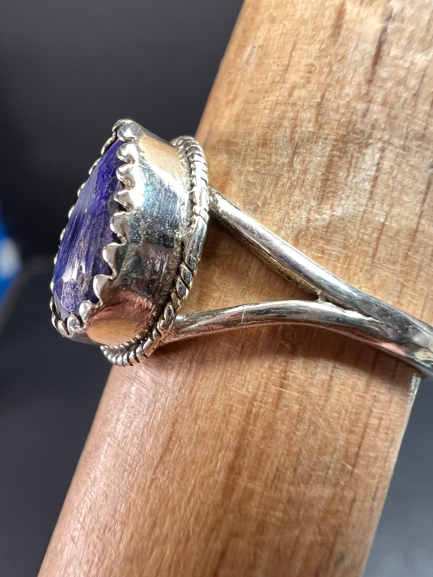 Blue kyanite sterling silver teardrop ring size 5