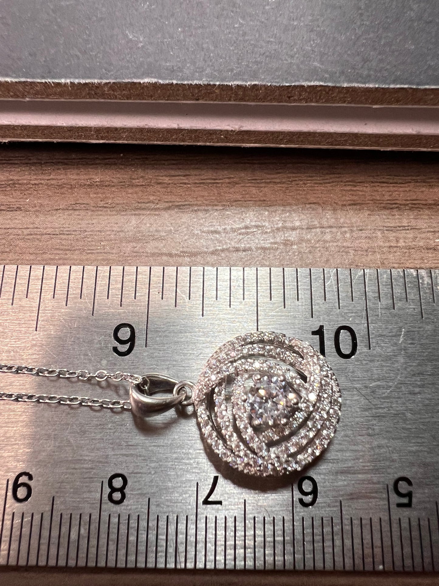 Cz swirl circle sterling silver pendant and chain