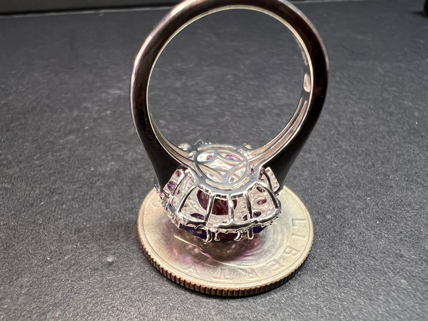 NEW rhodolite garnet and amethyst ring in sterling silver size 7