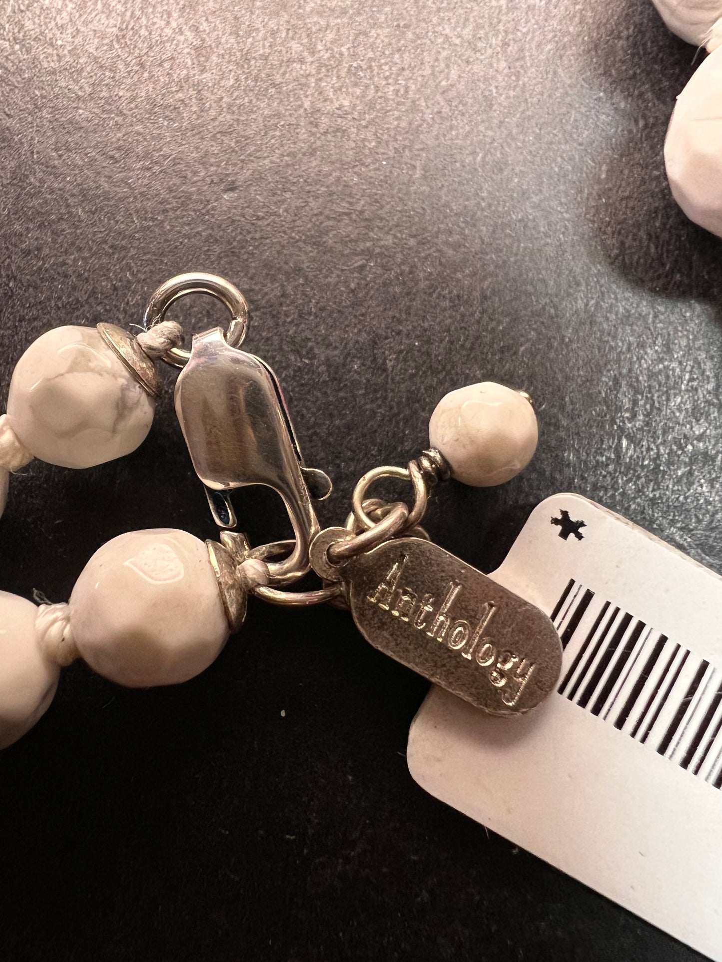 NEW howlite graduated knotted necklace with sterling silver clasp