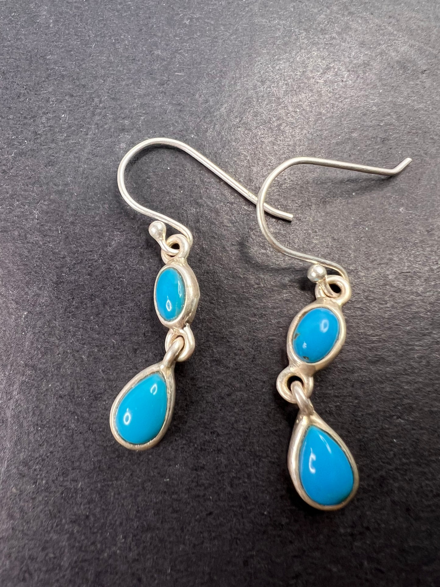 NEW Sleeping Beauty sterling silver turquoise dangle earrings 2.93 grams