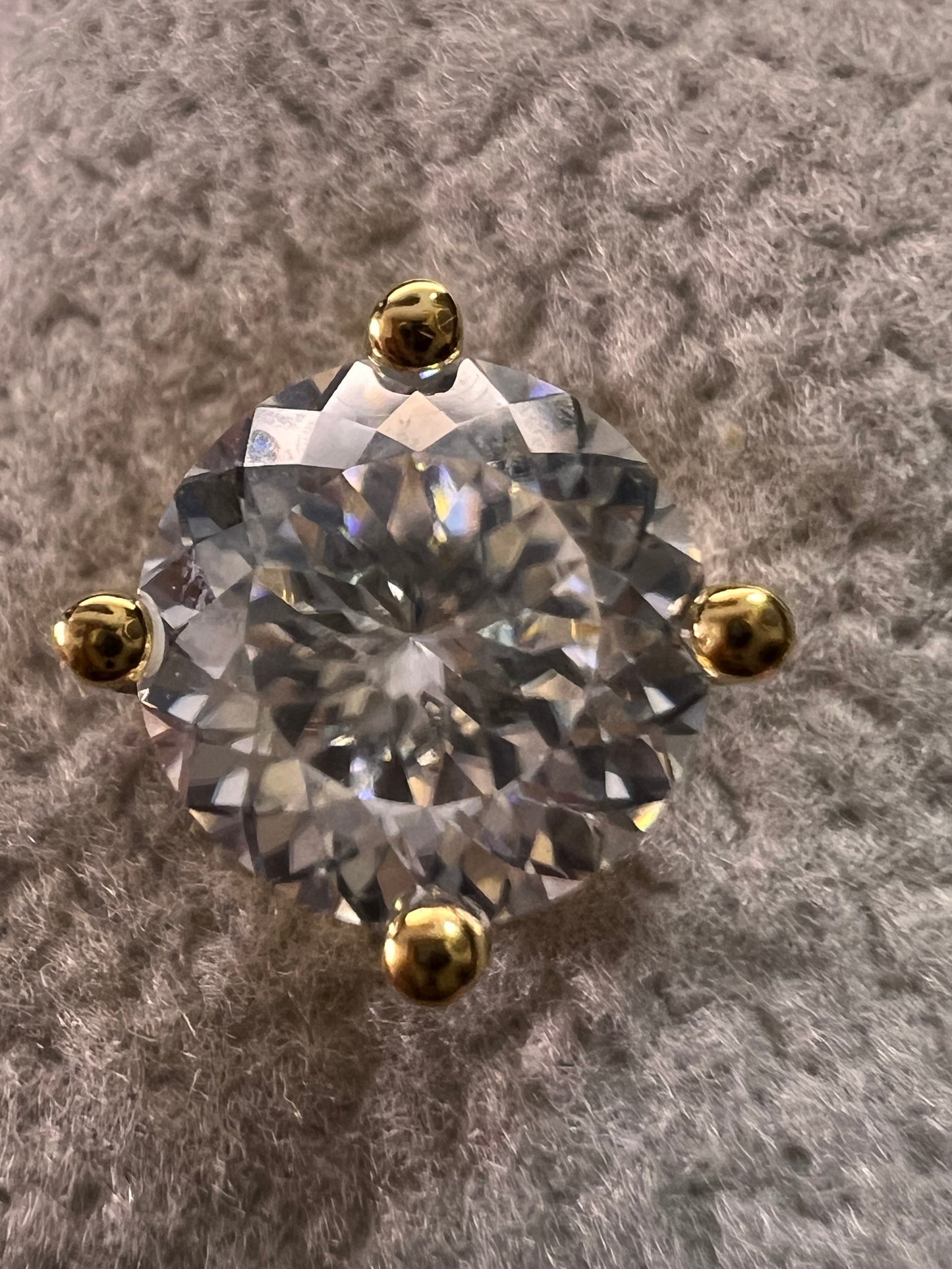 Moissanite 1.90 ctw solitaire stud earrings in vermeil YG over 925 sterling silver