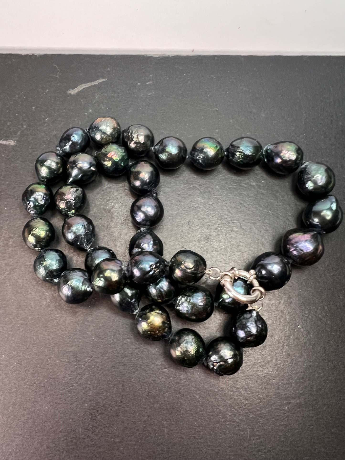 13mm Tahitian peacock baroque pearl 22 inch necklace with sterling silver clasp