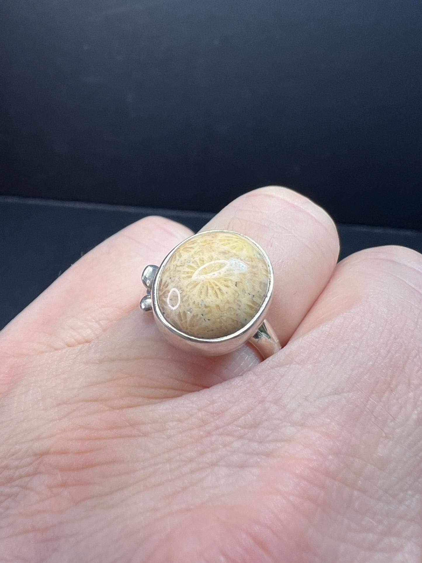 Sajen fossil coral sterling silver ring size 7