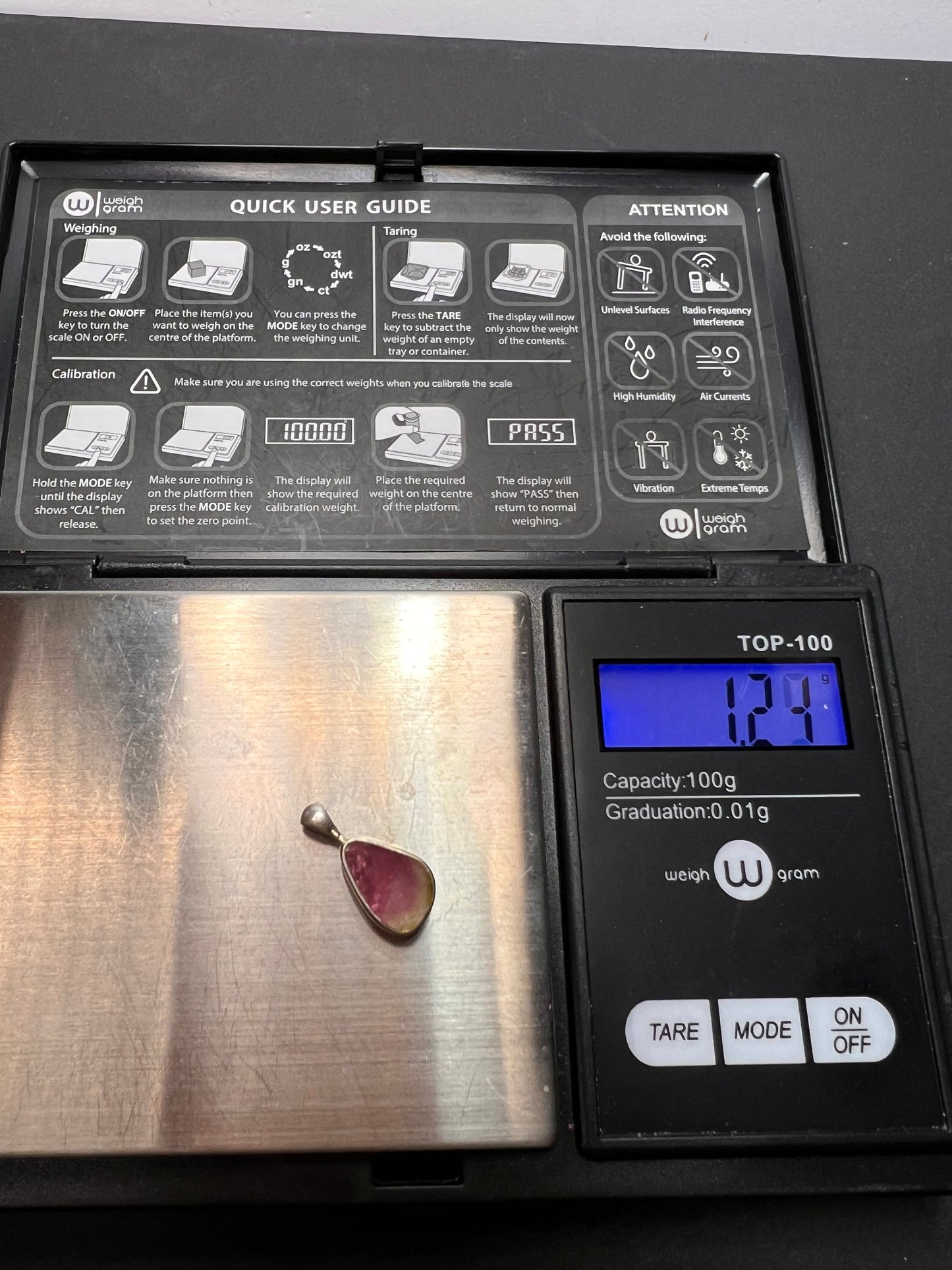 NEW Pink Watermelon tourmaline sterling silver pendant 1.24 grams