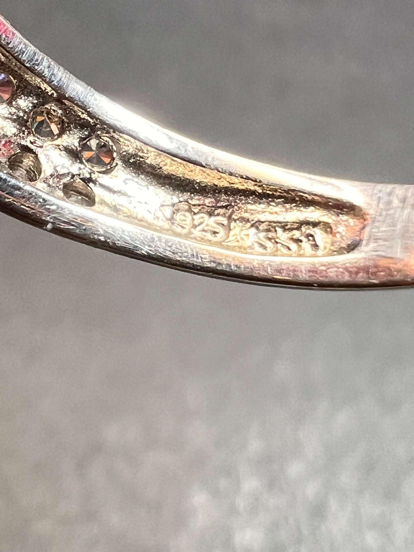 Vintage 3 stone CZ sterling silver ring size 7