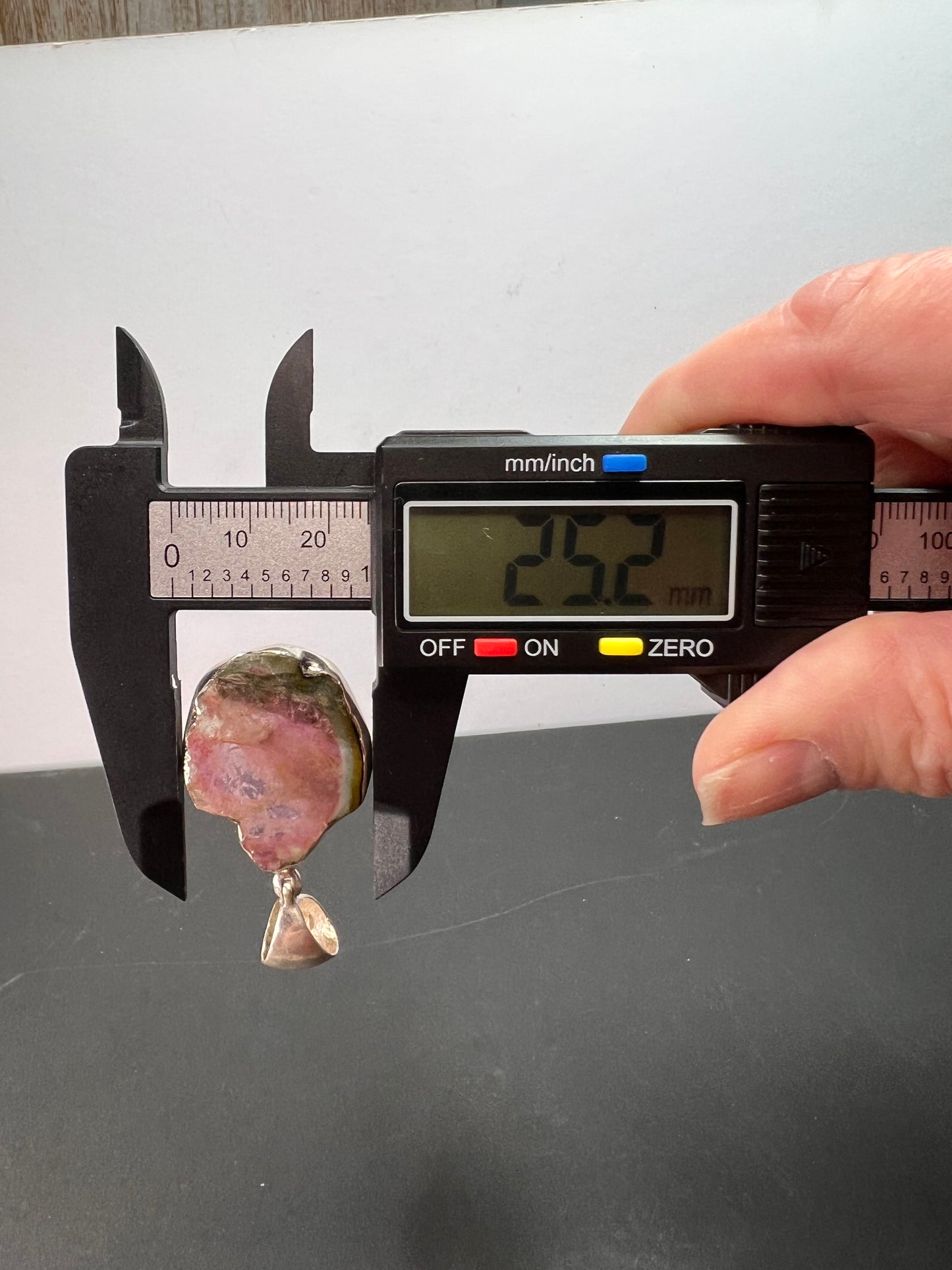 NEW Watermelon tourmaline sterling silver pendant 6.17 grams