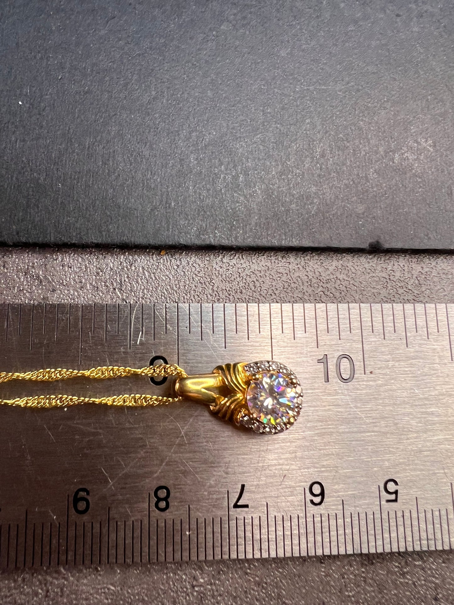 Strontium Titanate And White Zircon 18k Yellow Gold Over Sterling Silver Pendant With Chain 1.23ctw