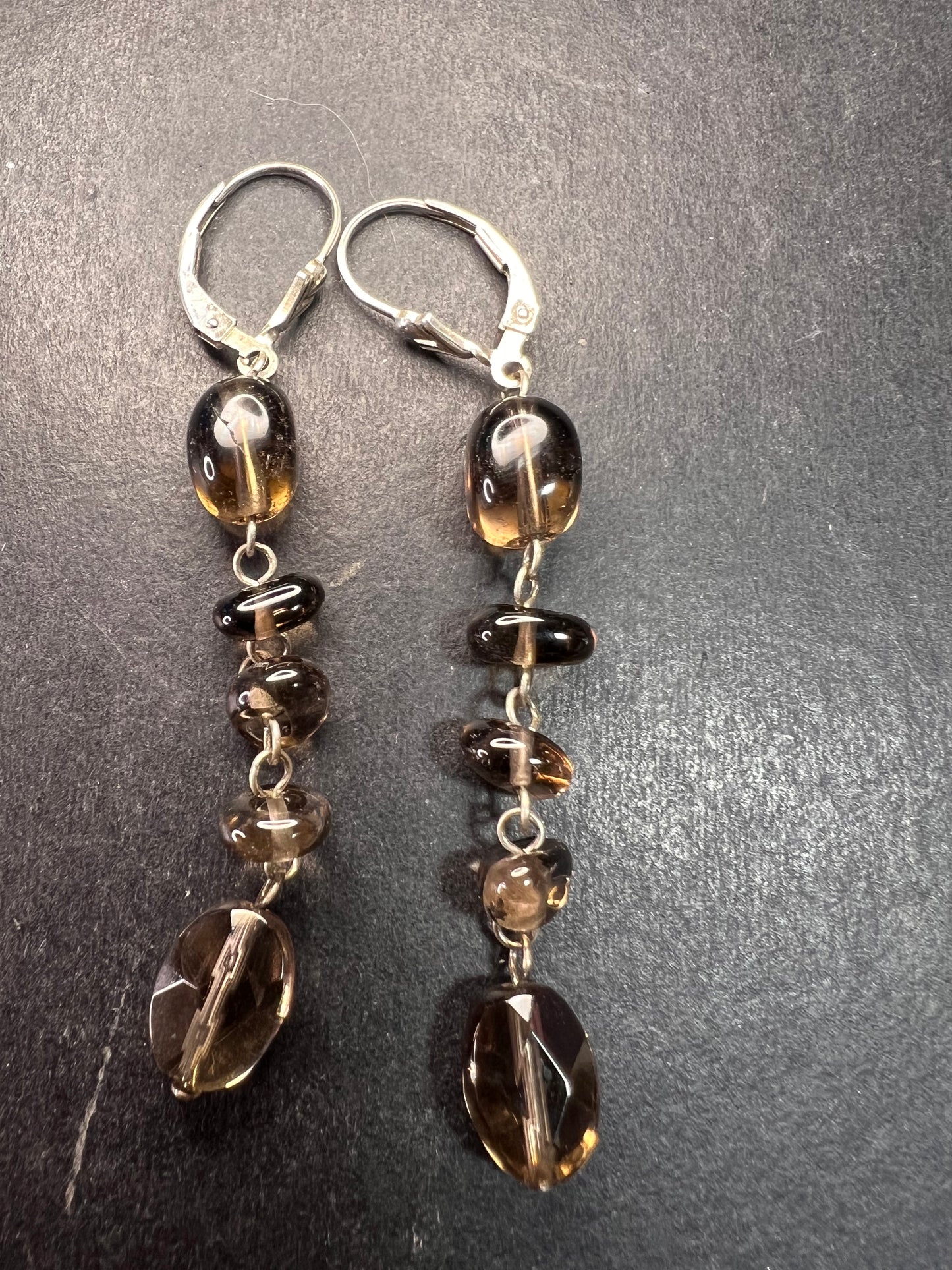 NEW Nate & Etan smoky quartz sterling silver dangle earrings
