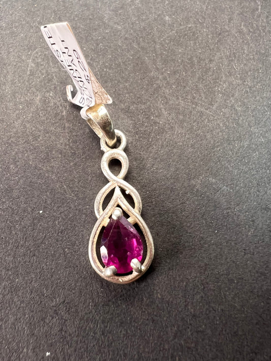 NEW raspberry rhodolite garnet sterling silver twist pendant