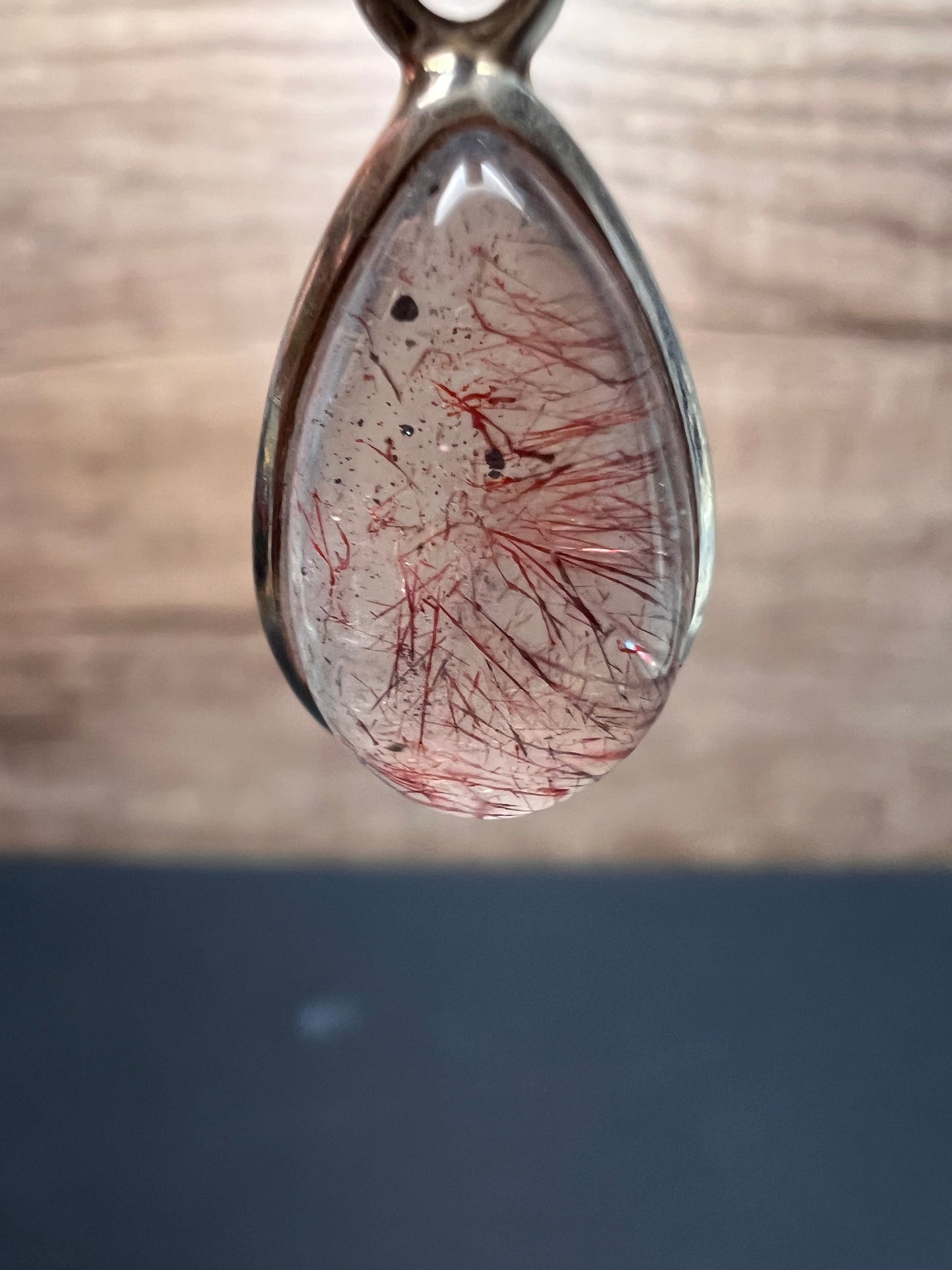 NEW Lepidocrocite super 7 teardrop sterling silver pendant 3.56 grams