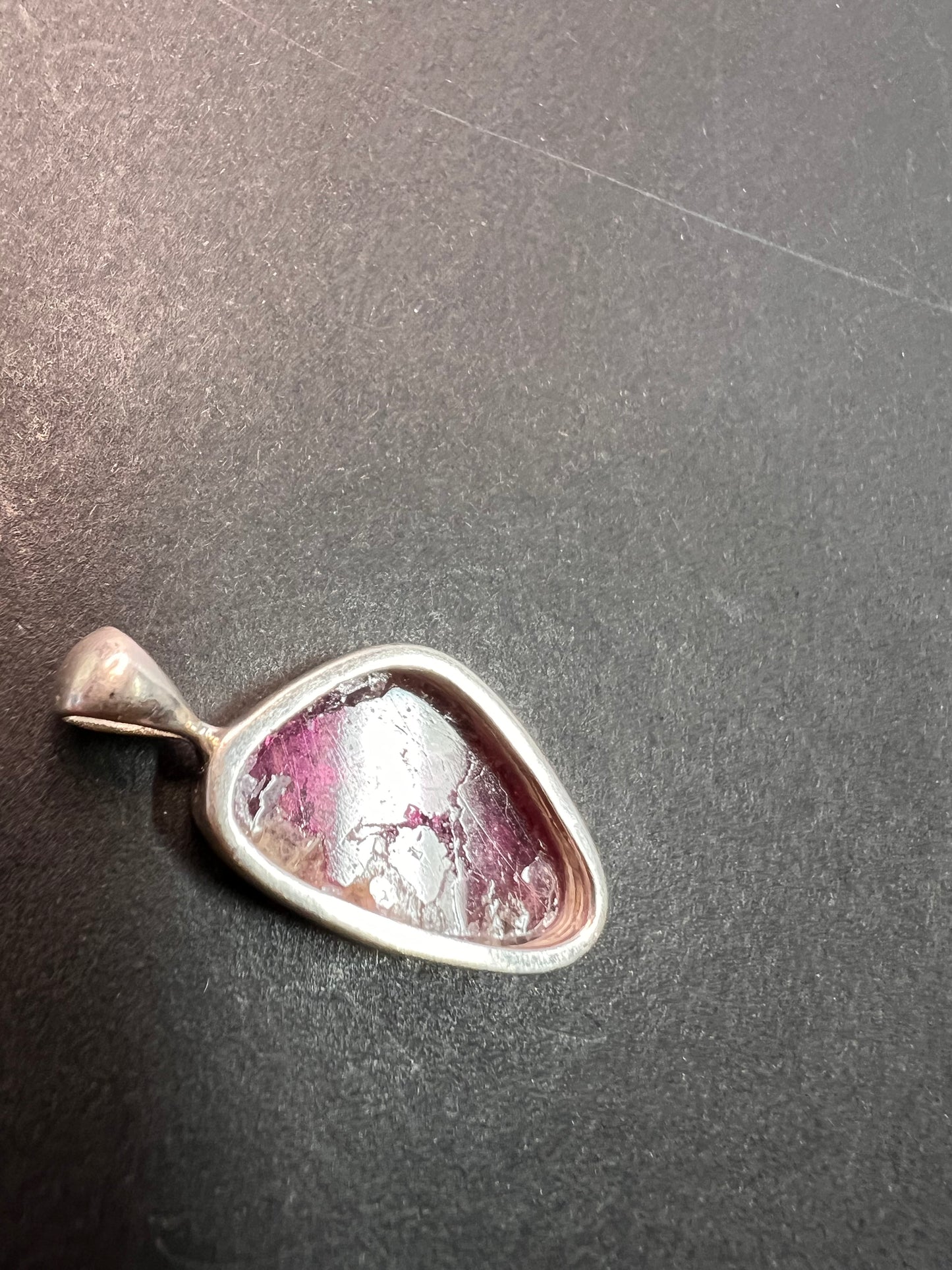 NEW Bi color pink tourmaline sterling silver pendant 1.94 grams